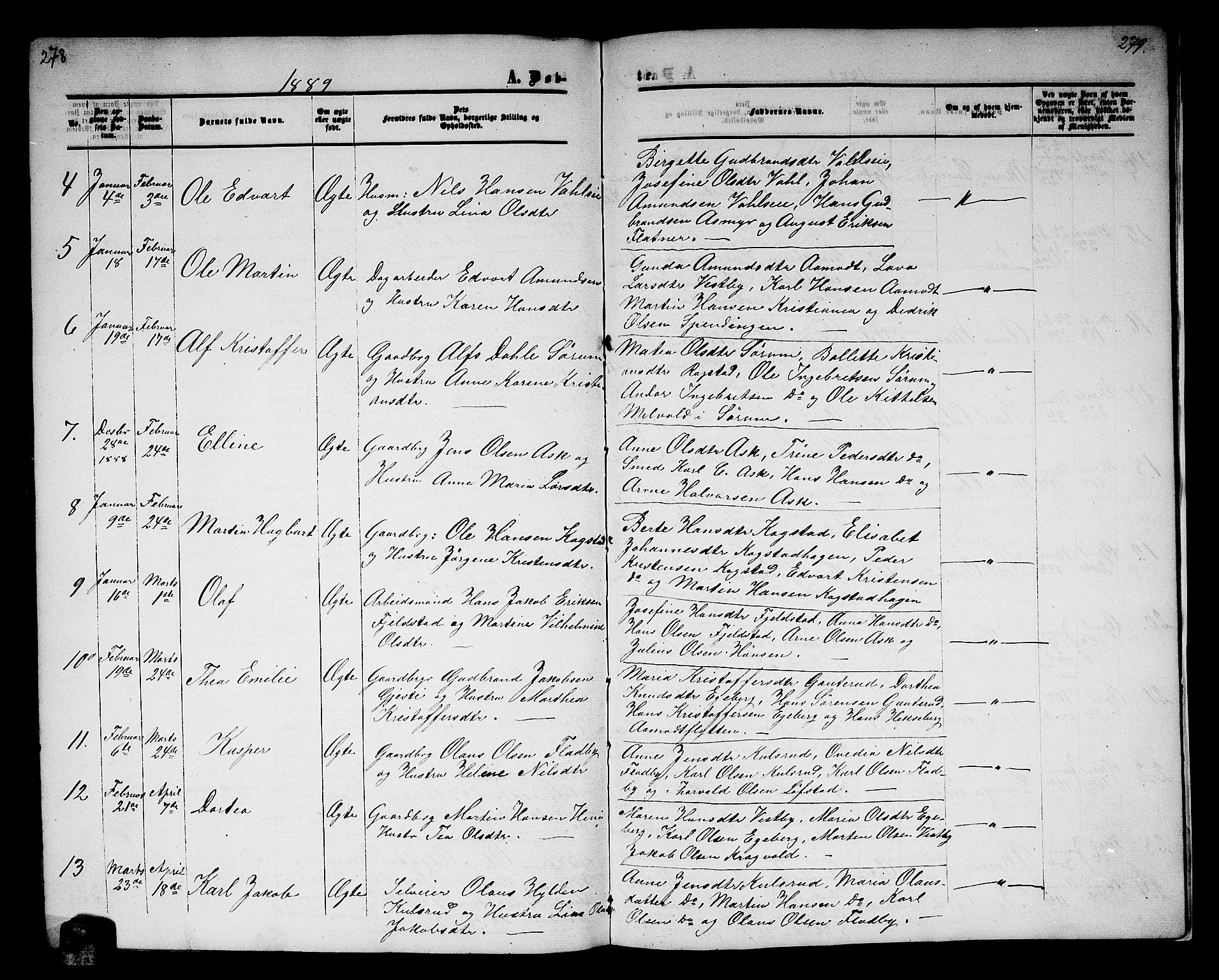 Gjerdrum prestekontor Kirkebøker, AV/SAO-A-10412b/G/Ga/L0004: Parish register (copy) no. I 4, 1858-1890, p. 278-279