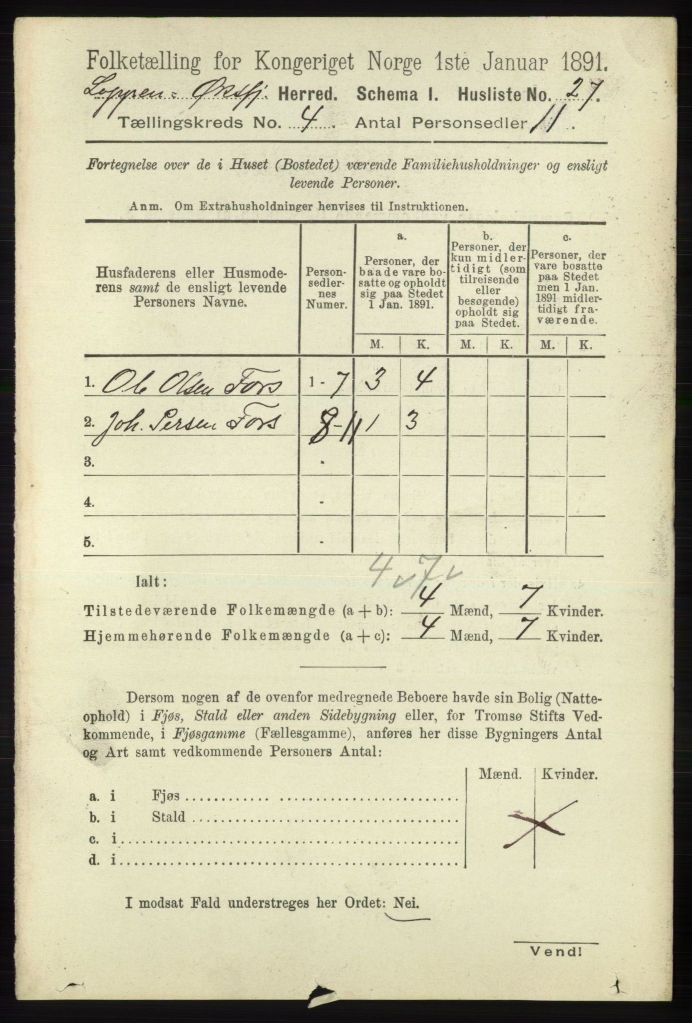 RA, 1891 census for 2014 Loppa, 1891, p. 843