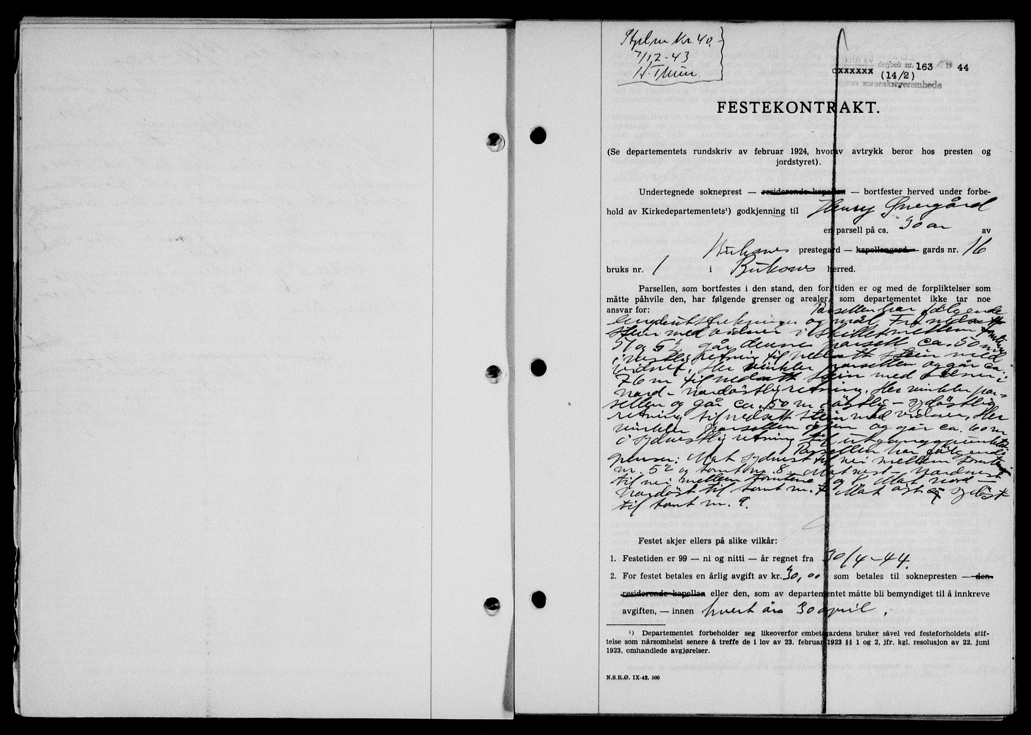 Lofoten sorenskriveri, SAT/A-0017/1/2/2C/L0012a: Mortgage book no. 12a, 1943-1944, Diary no: : 163/1944