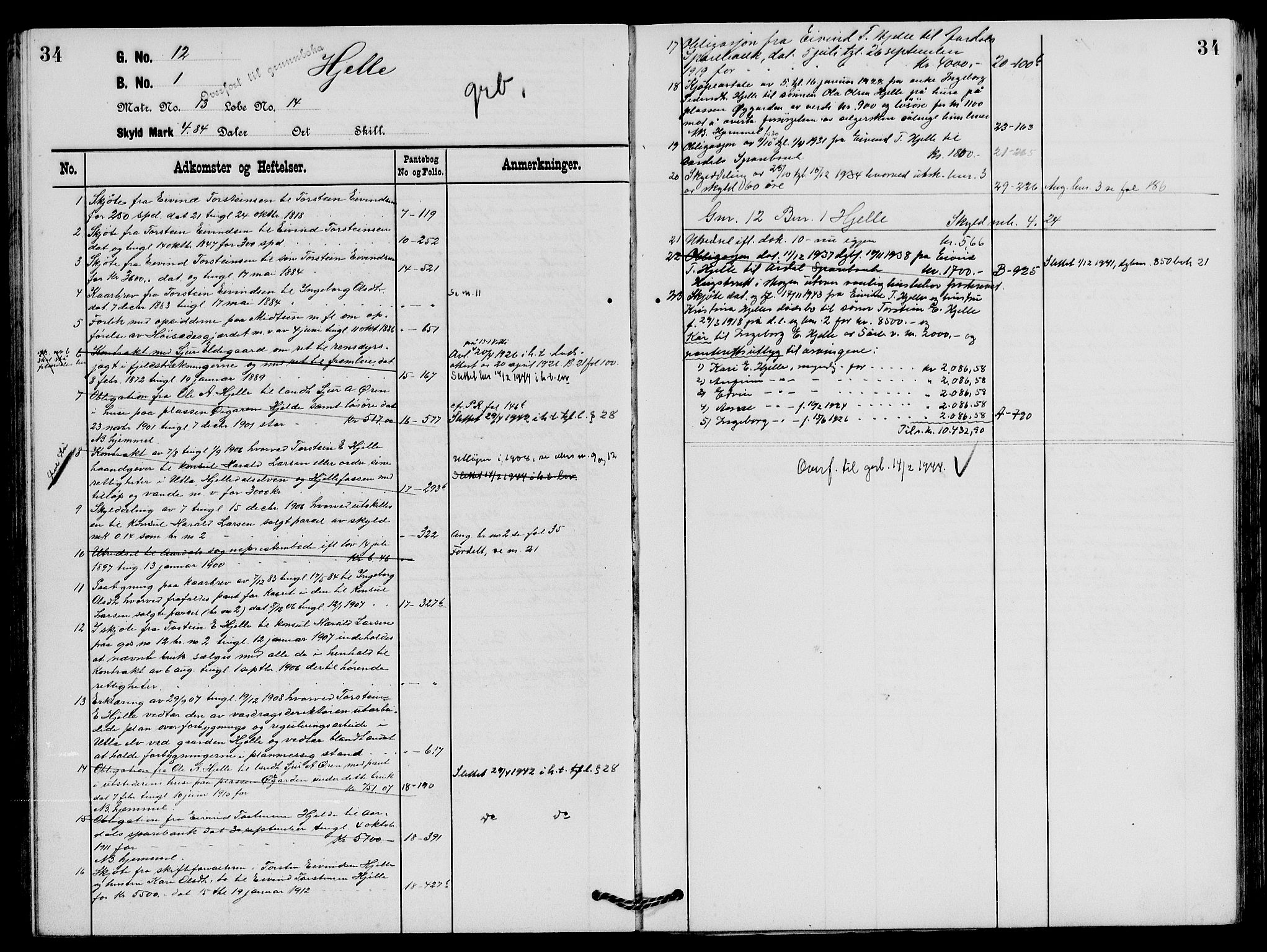 Indre Sogn tingrett, SAB/A-3301/1/G/Ga/Gaa/L0019: Mortgage register no. II.A.a.19, 1829-1944, p. 34