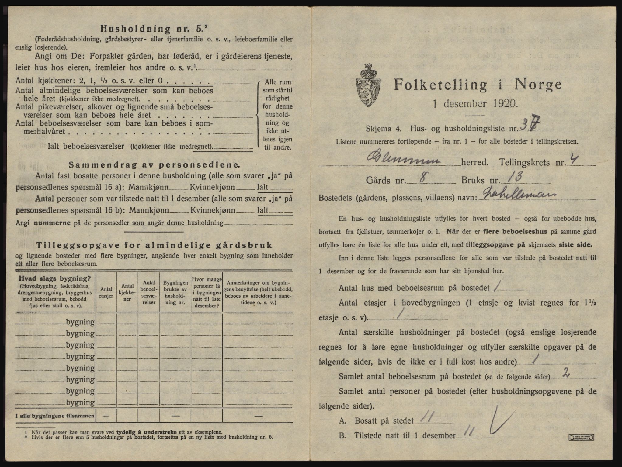 SAO, 1920 census for Glemmen, 1920, p. 701