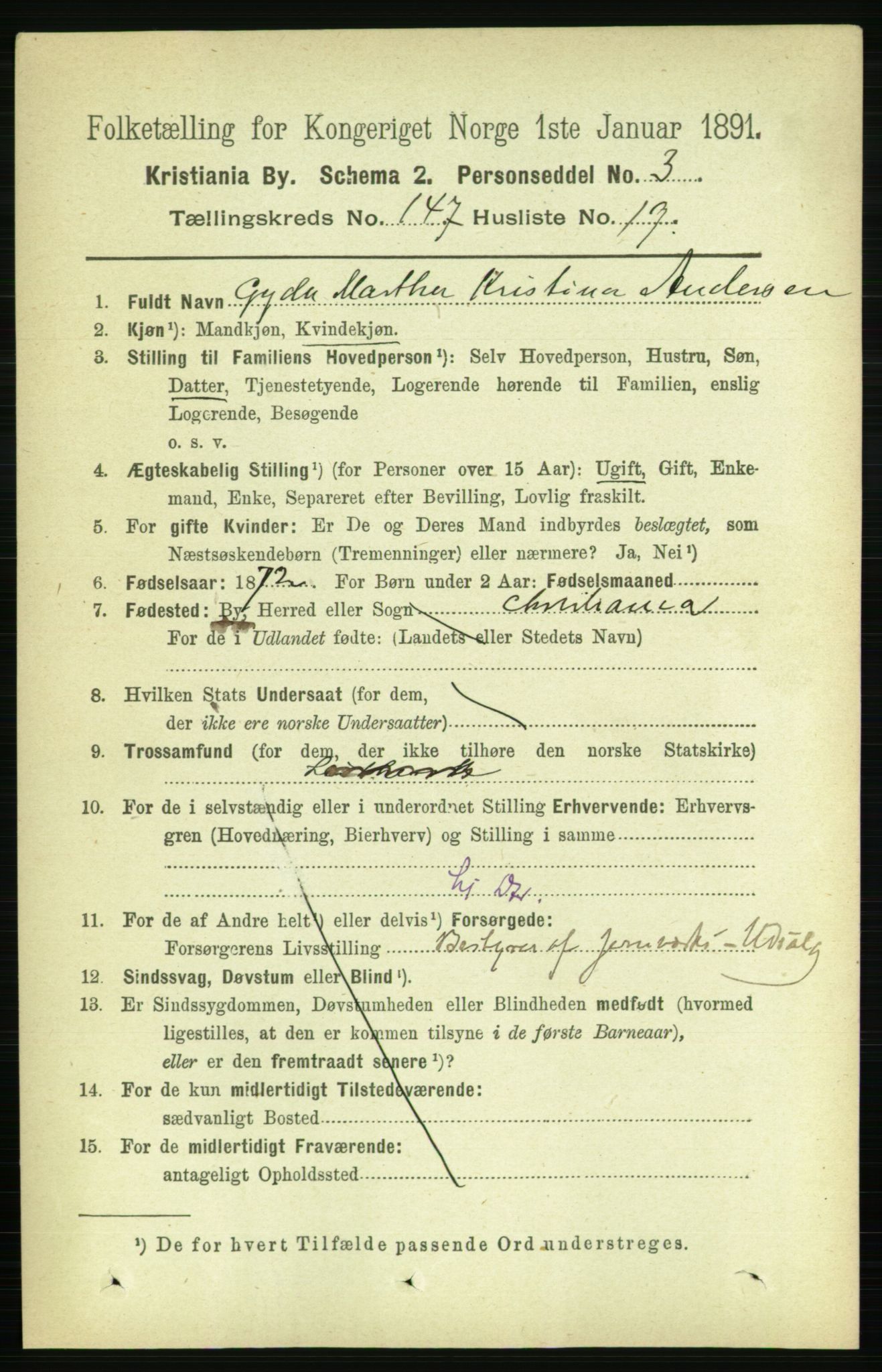 RA, 1891 census for 0301 Kristiania, 1891, p. 82164