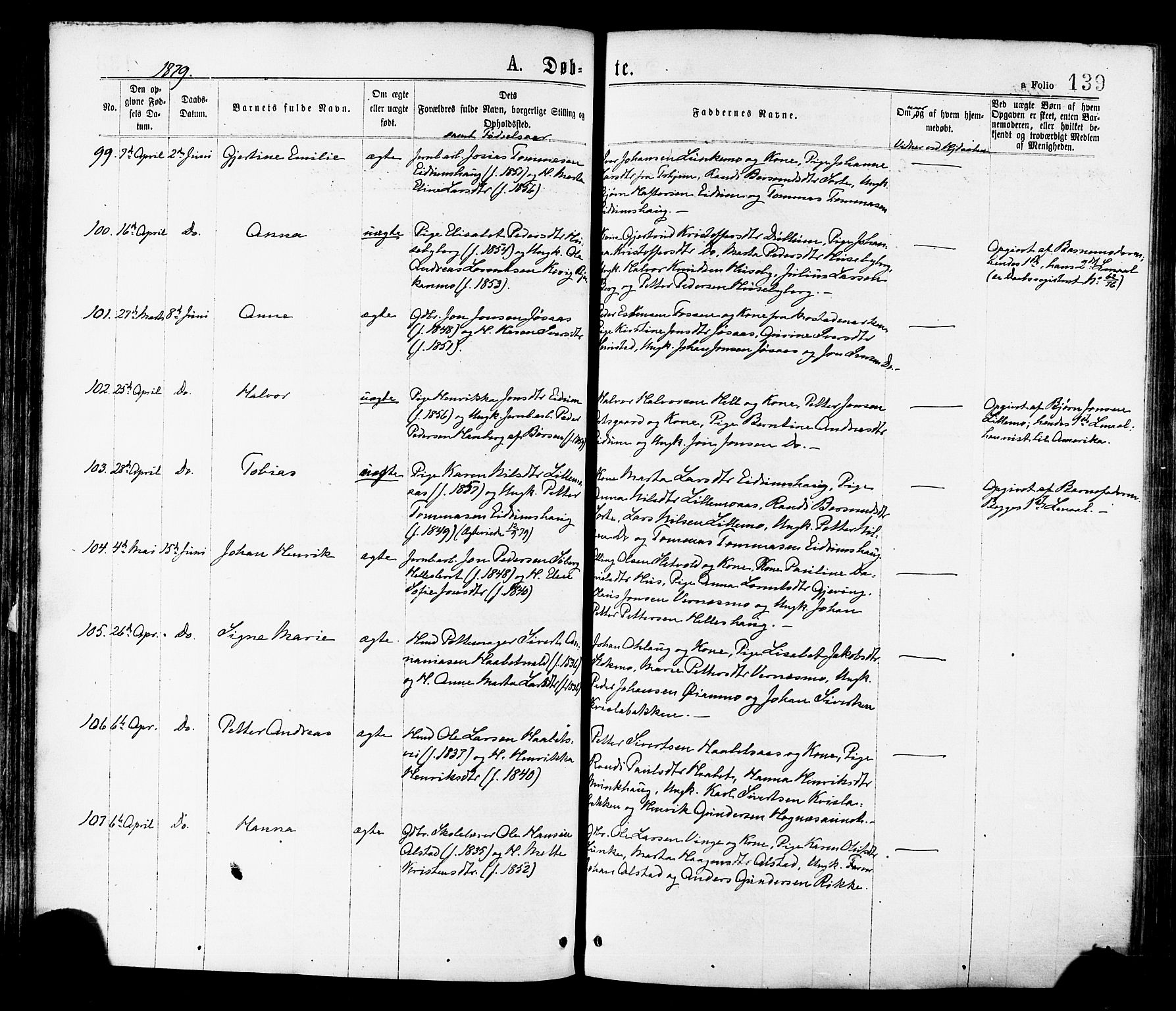 Ministerialprotokoller, klokkerbøker og fødselsregistre - Nord-Trøndelag, AV/SAT-A-1458/709/L0076: Parish register (official) no. 709A16, 1871-1879, p. 139