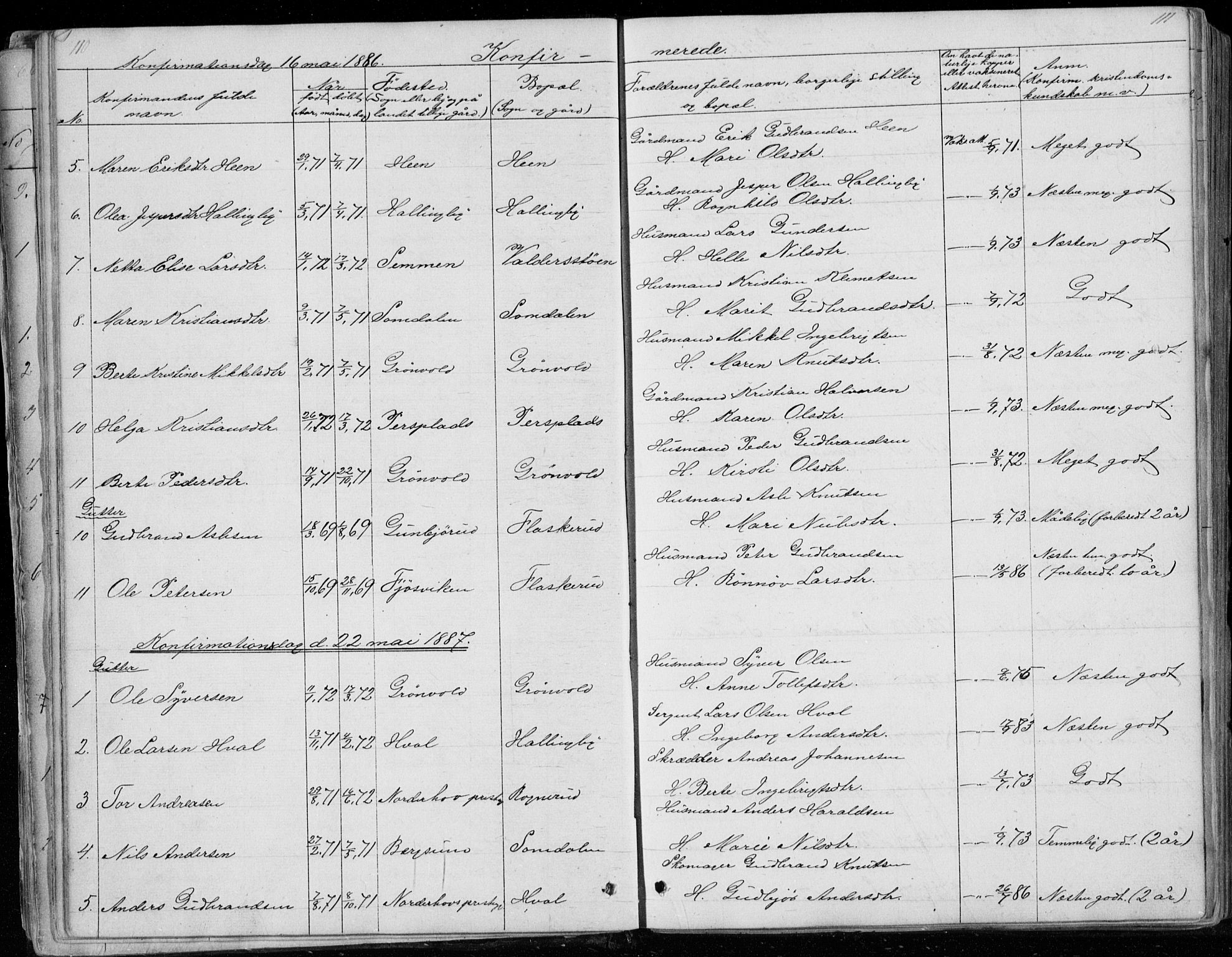 Ådal kirkebøker, SAKO/A-248/G/Gc/L0001: Parish register (copy) no. III 1, 1862-1898, p. 110-111