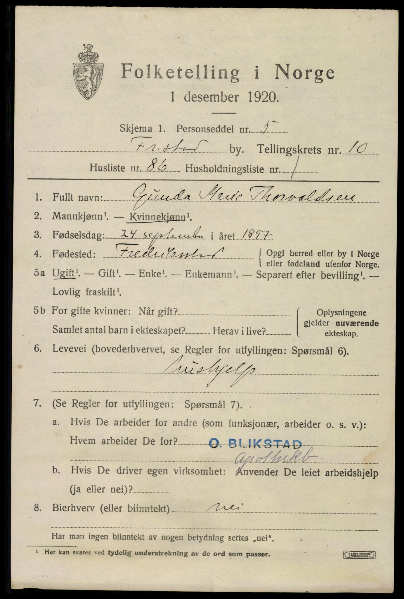 SAO, 1920 census for Fredrikstad, 1920, p. 28241