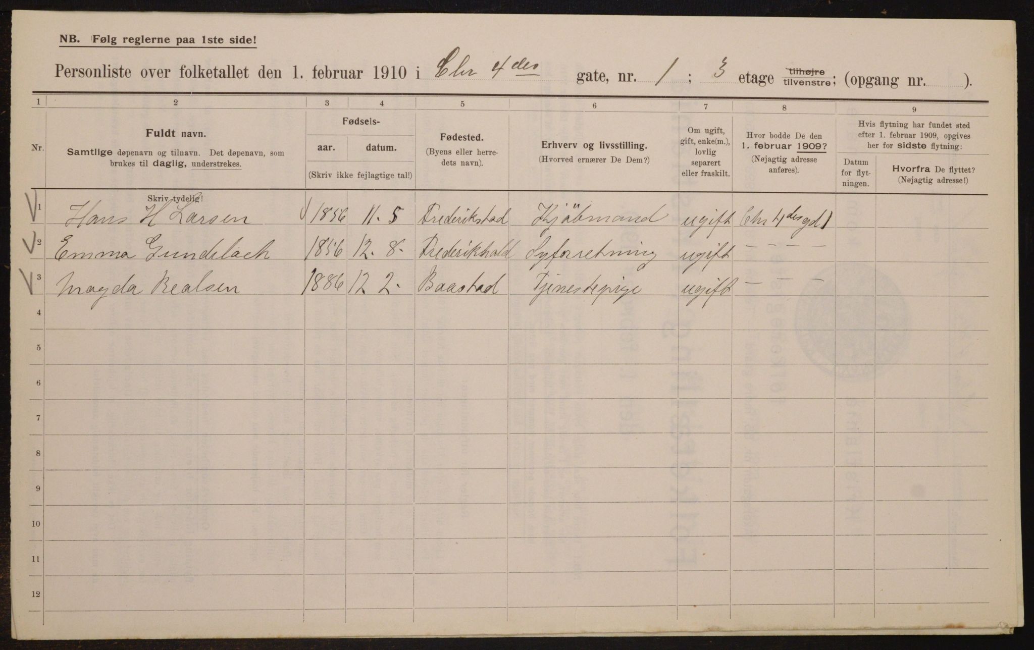 OBA, Municipal Census 1910 for Kristiania, 1910, p. 52537