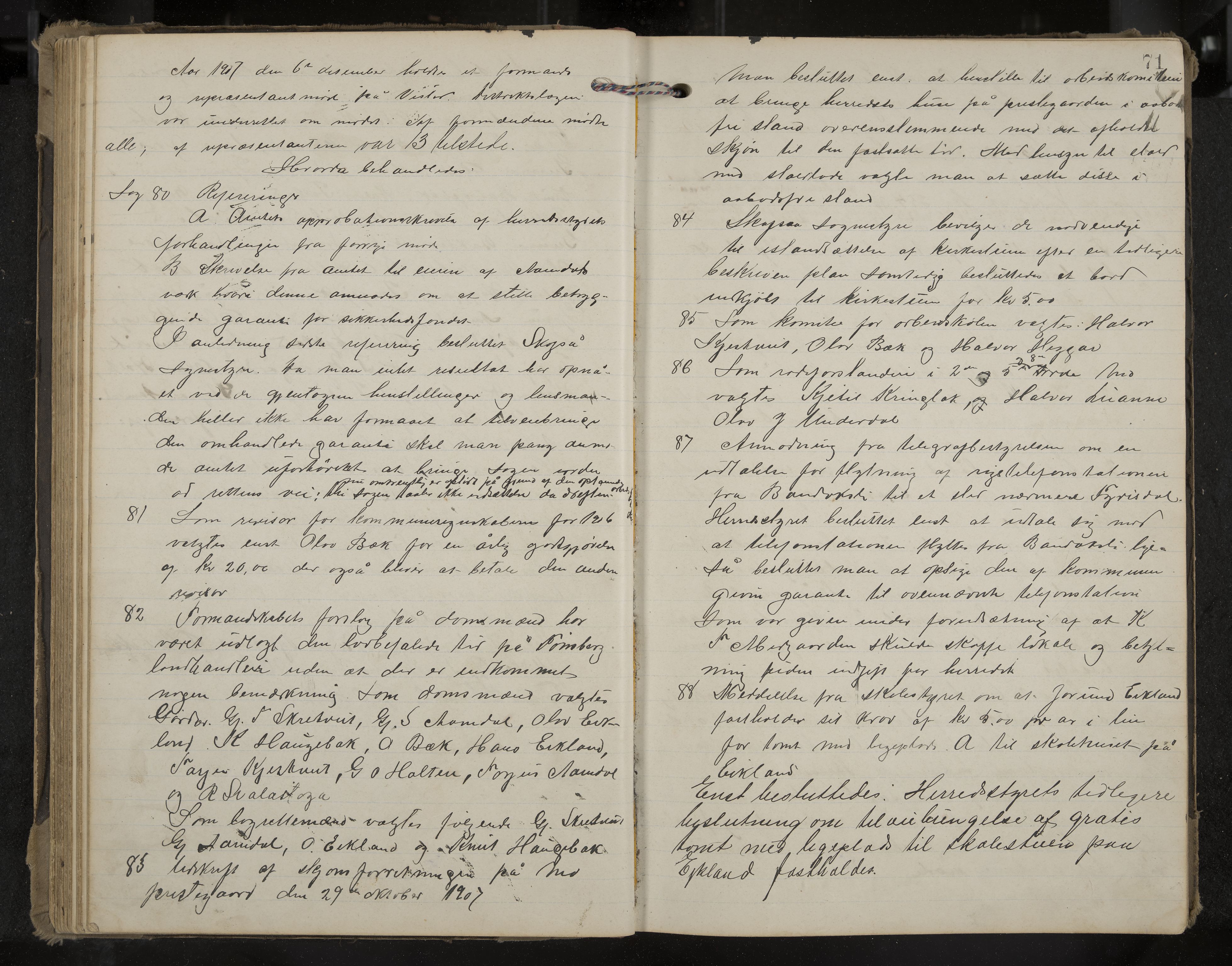Mo formannskap og sentraladministrasjon, IKAK/0832021/A/L0004: Møtebok, 1903-1915, p. 71