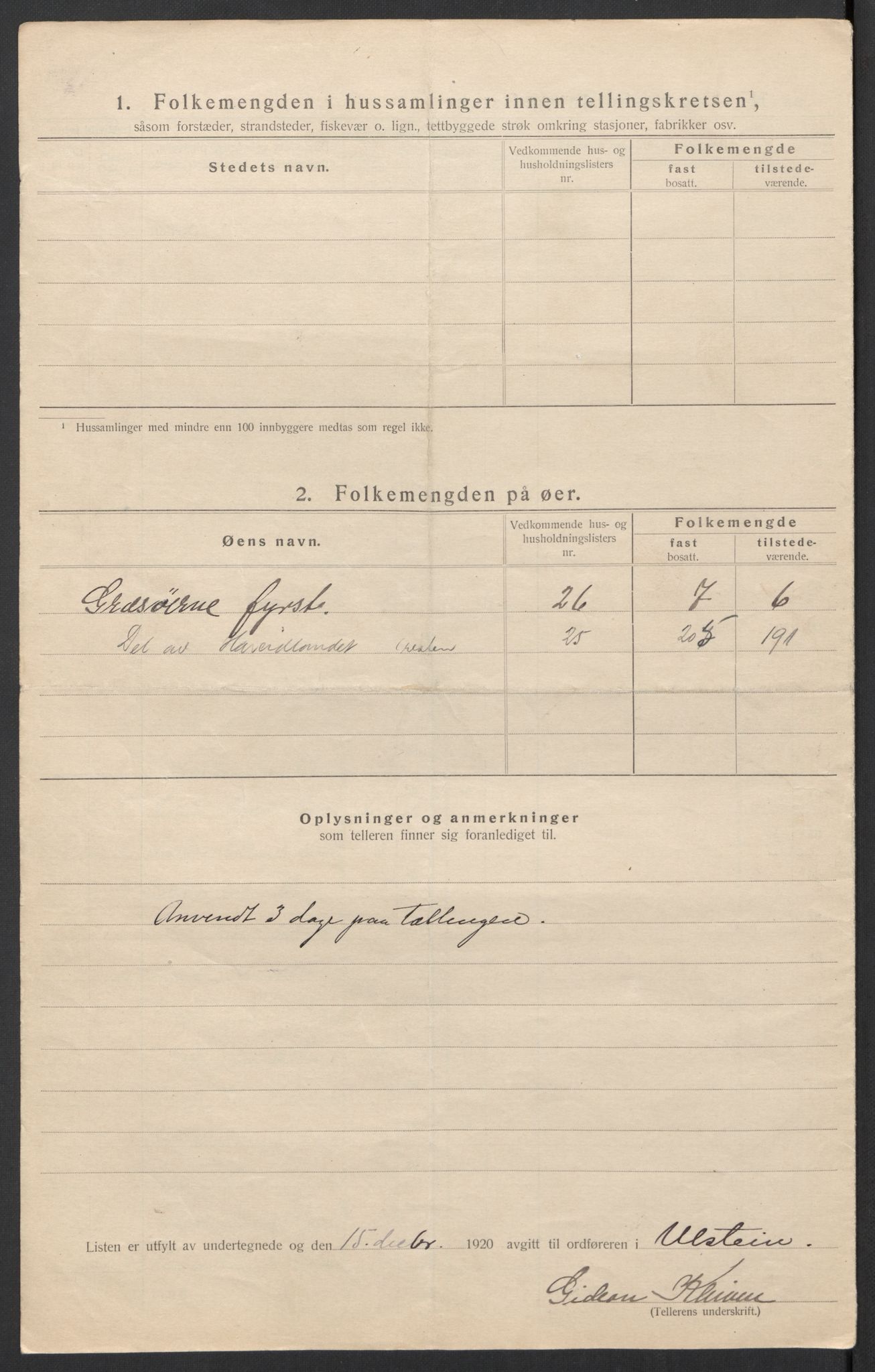 SAT, 1920 census for Ulstein, 1920, p. 16