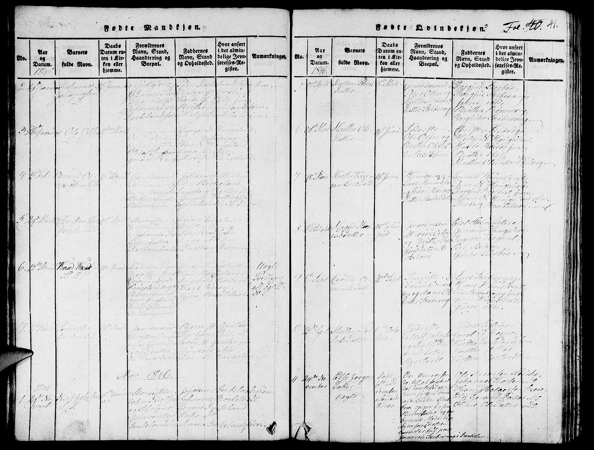 Vikedal sokneprestkontor, SAST/A-101840/01/V: Parish register (copy) no. B 3, 1816-1867, p. 41