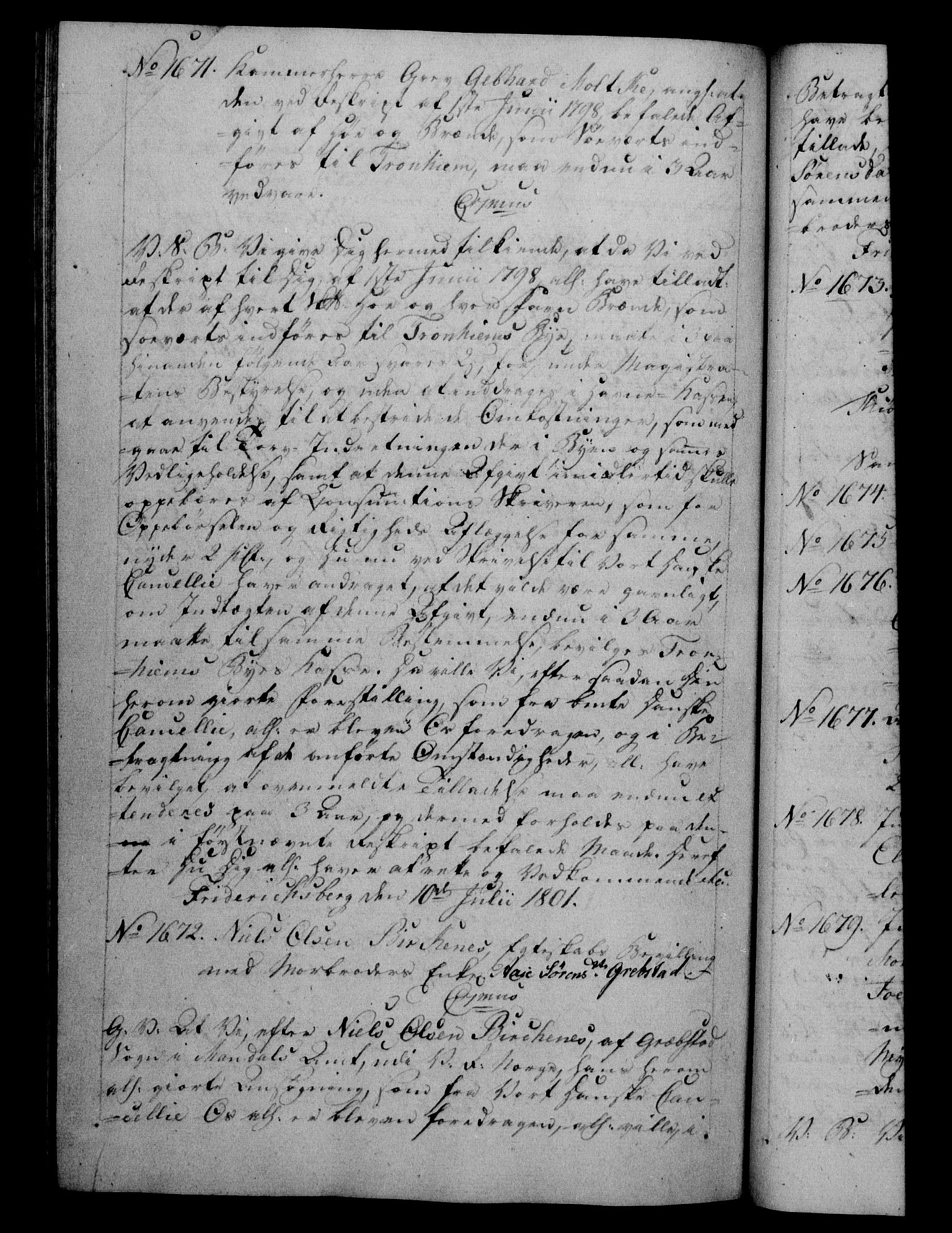 Danske Kanselli 1800-1814, RA/EA-3024/H/Hf/Hfb/Hfba/L0001: Registranter, 1800-1801, p. 409b