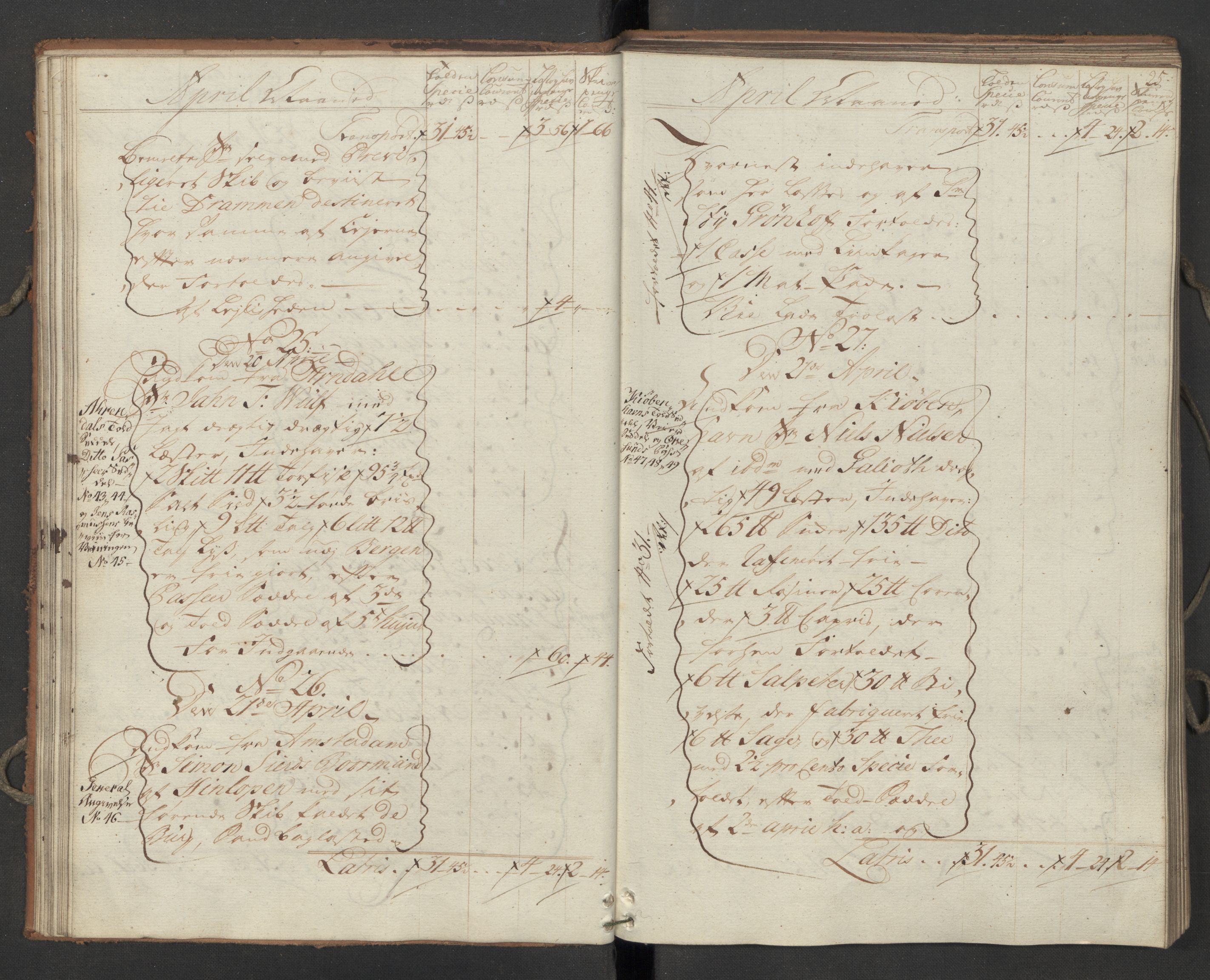 Generaltollkammeret, tollregnskaper, AV/RA-EA-5490/R09/L0033/0001: Tollregnskaper Holmestrand / Inngående hovedtollbok, 1762, p. 24b-25a