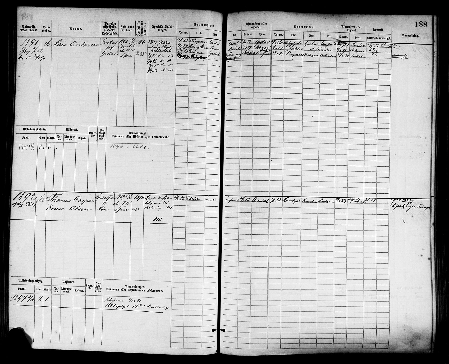 Grimstad mønstringskrets, AV/SAK-2031-0013/F/Fb/L0003: Hovedrulle nr 1517-2276, F-6, 1877-1888, p. 196