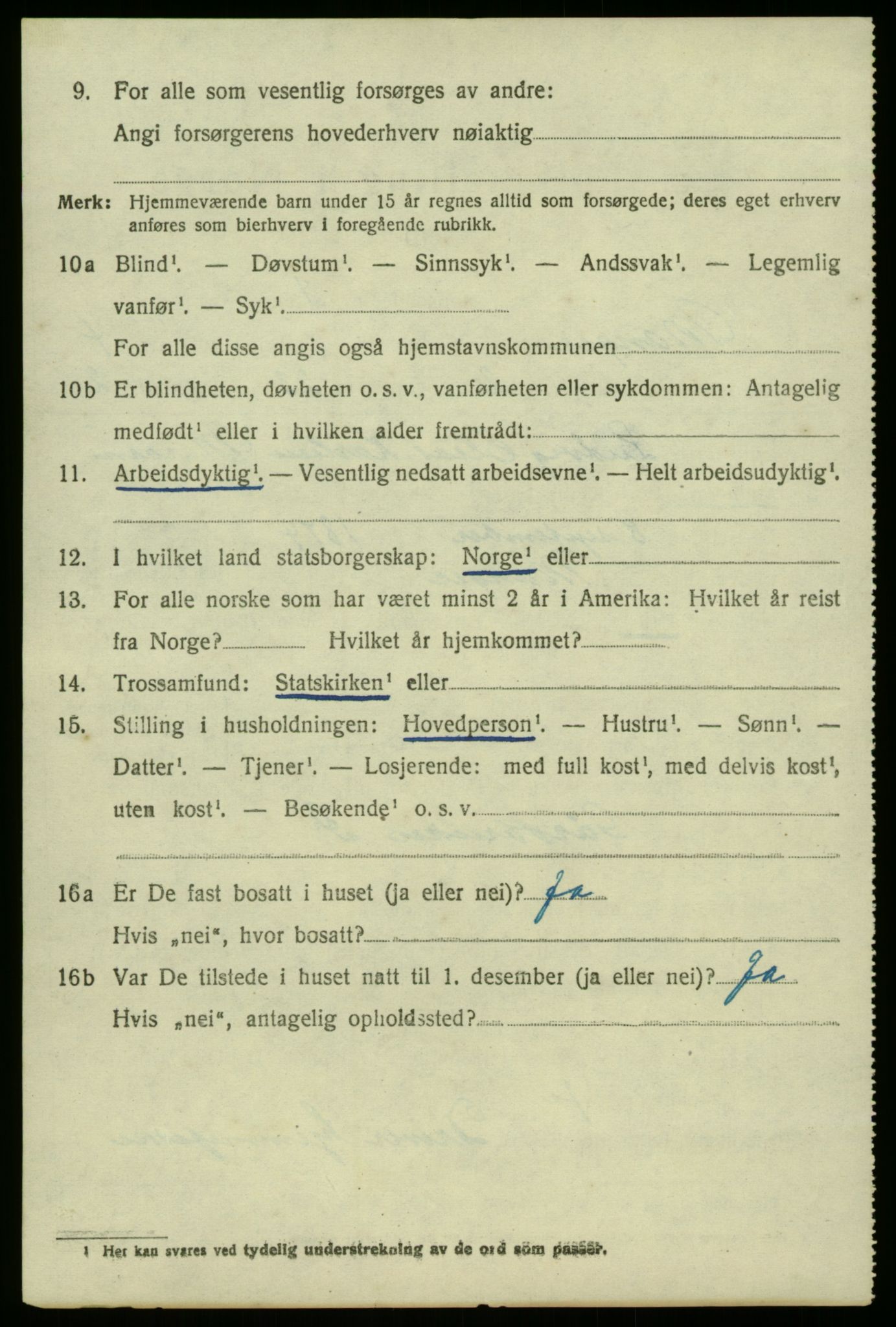 SAB, 1920 census for Manger, 1920, p. 3018