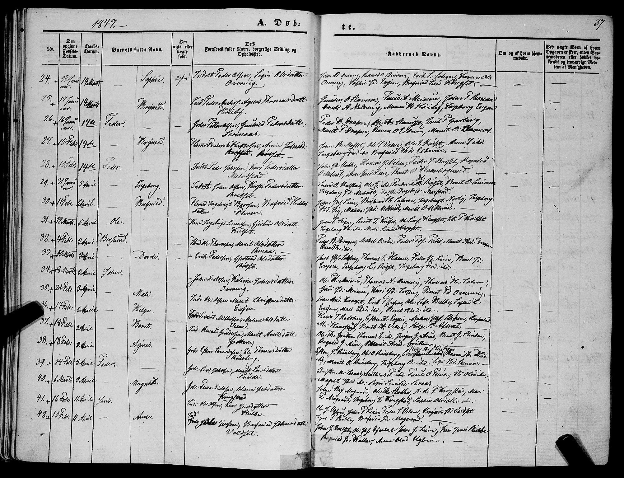Ministerialprotokoller, klokkerbøker og fødselsregistre - Sør-Trøndelag, SAT/A-1456/695/L1145: Parish register (official) no. 695A06 /1, 1843-1859, p. 37