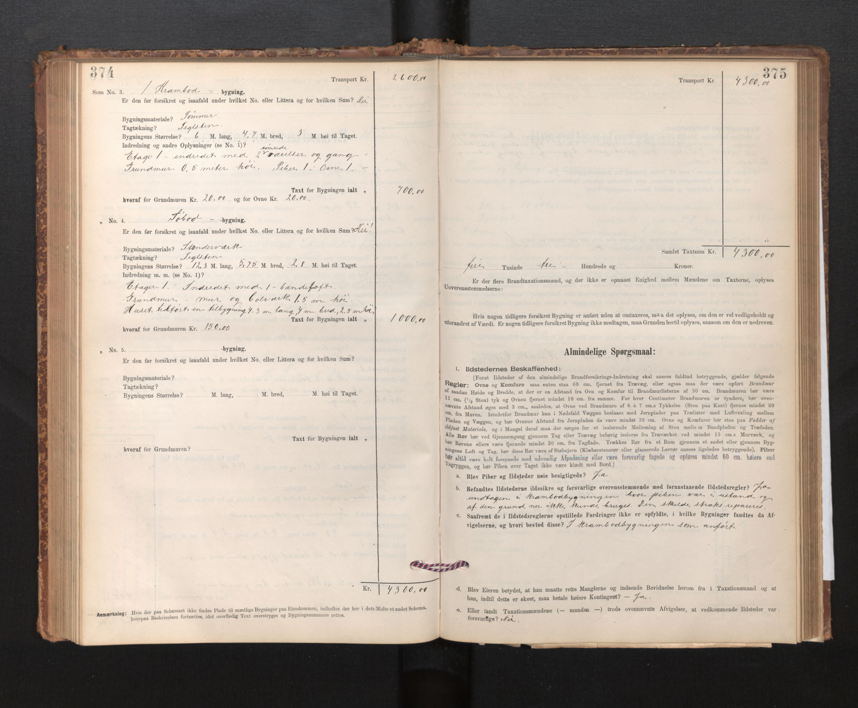 Lensmannen i Kinn, SAB/A-28801/0012/L0004f: Branntakstprotokoll, skjematakst, 1894-1911, p. 374-375