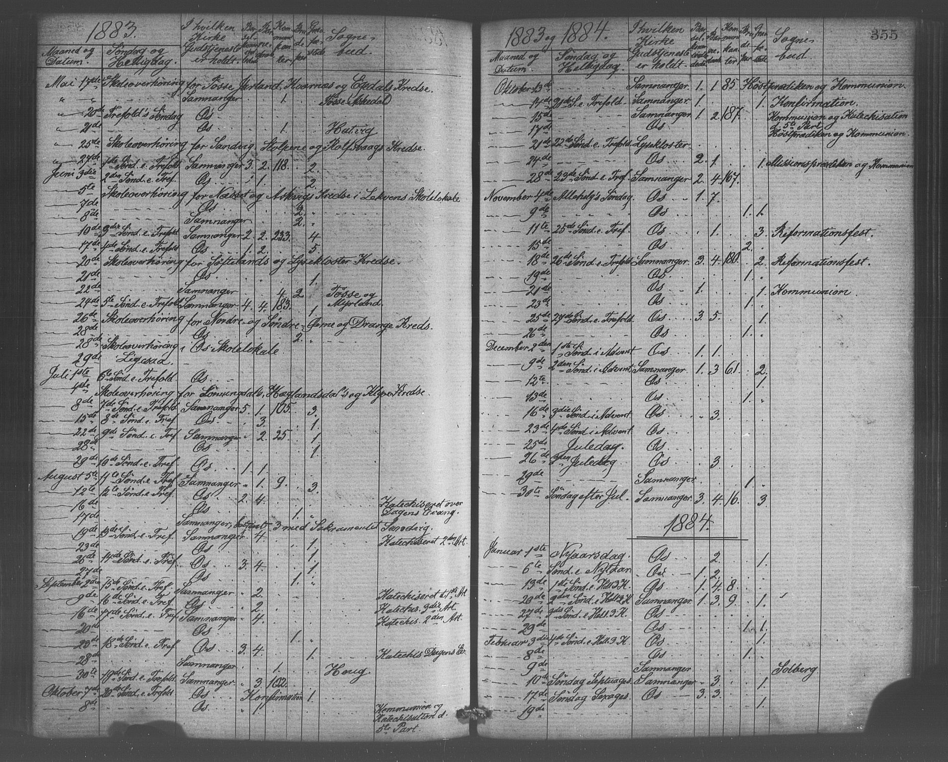 Os sokneprestembete, SAB/A-99929: Parish register (official) no. A 18, 1874-1884, p. 355