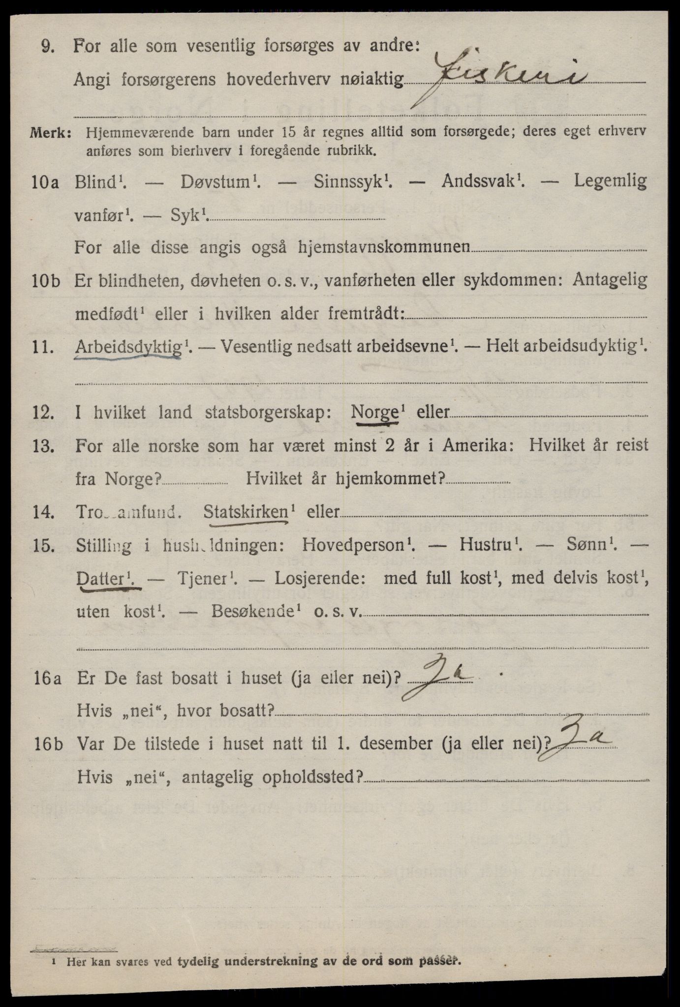 SAT, 1920 census for Hopen, 1920, p. 1267