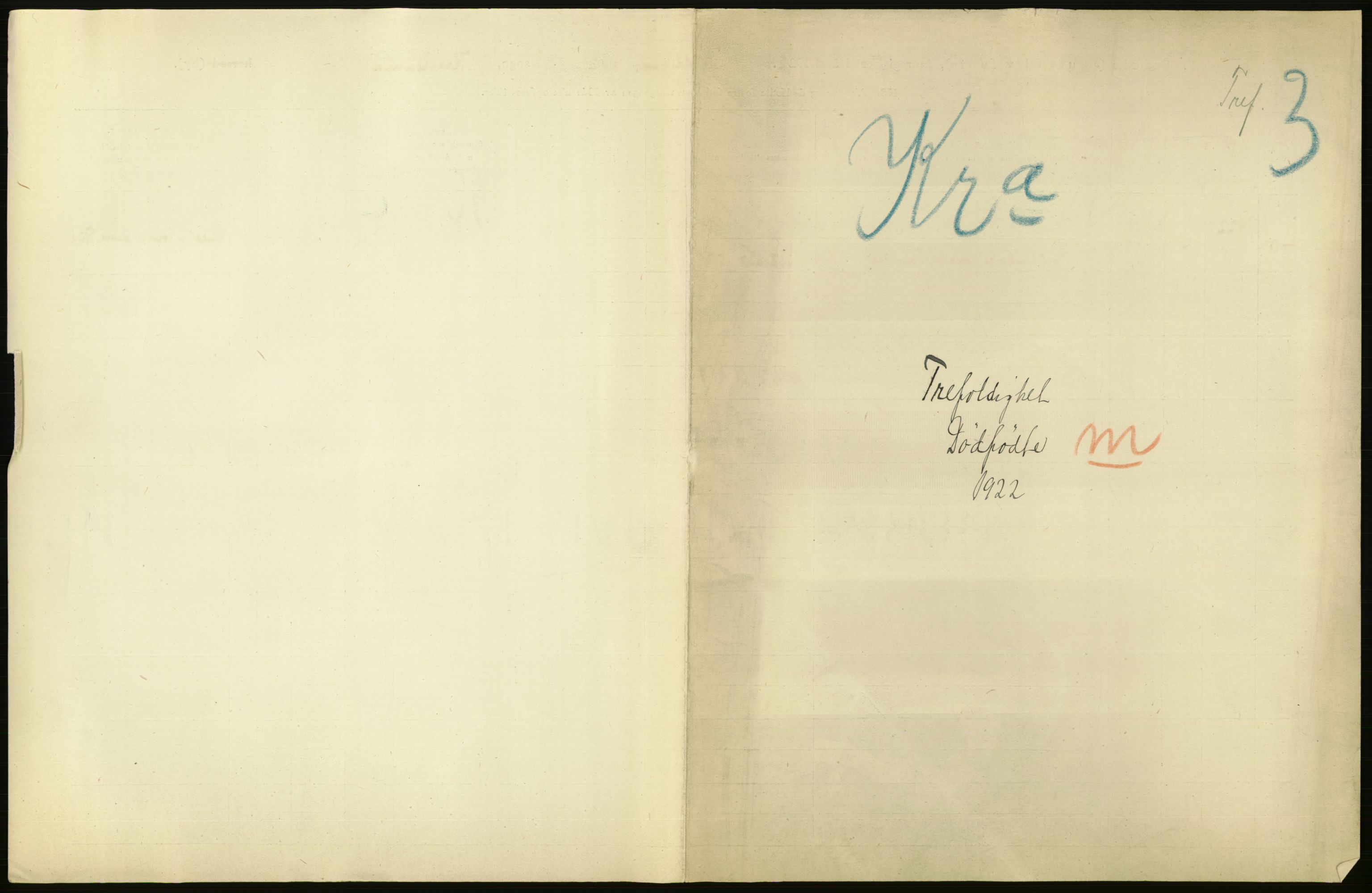 Statistisk sentralbyrå, Sosiodemografiske emner, Befolkning, AV/RA-S-2228/D/Df/Dfc/Dfcb/L0010: Kristiania: Døde, dødfødte, 1922, p. 3