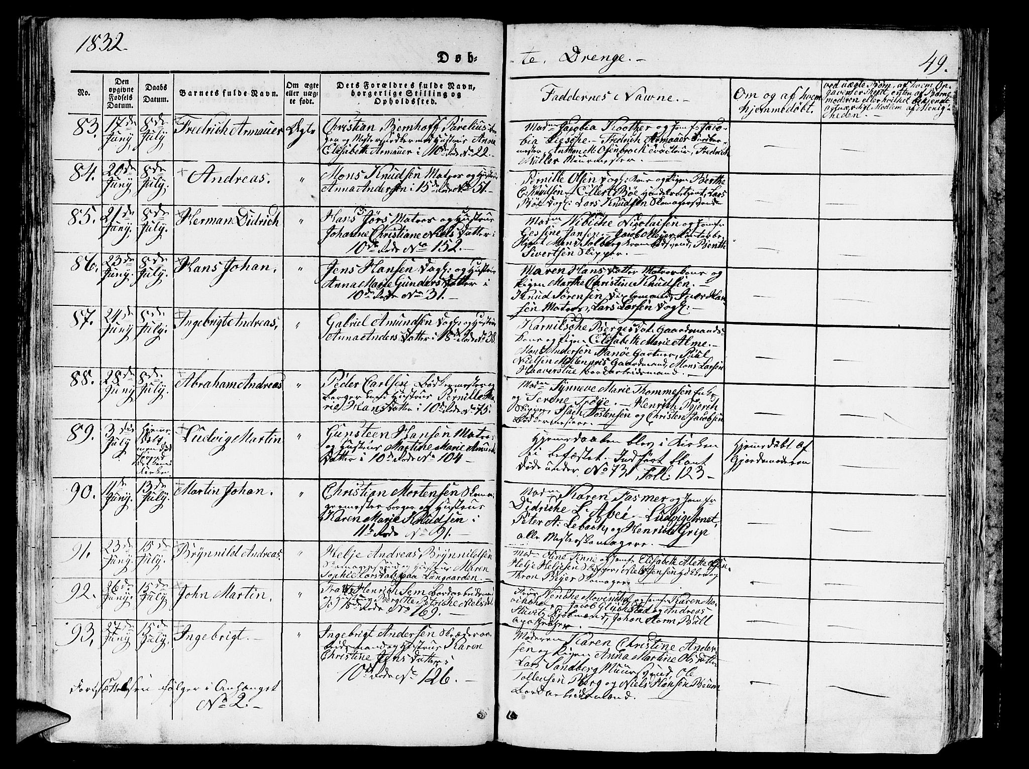 Domkirken sokneprestembete, SAB/A-74801/H/Hab/L0006: Parish register (copy) no. A 6, 1827-1834, p. 49