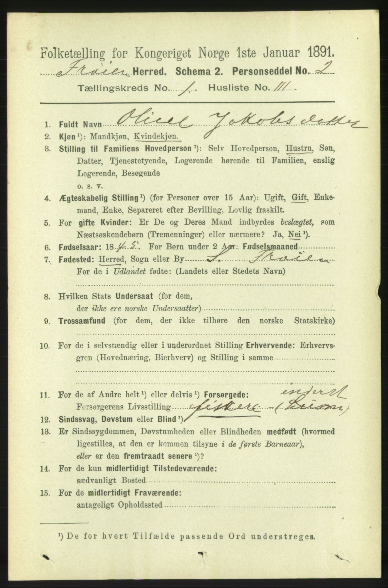 RA, 1891 census for 1619 Frøya, 1891, p. 881