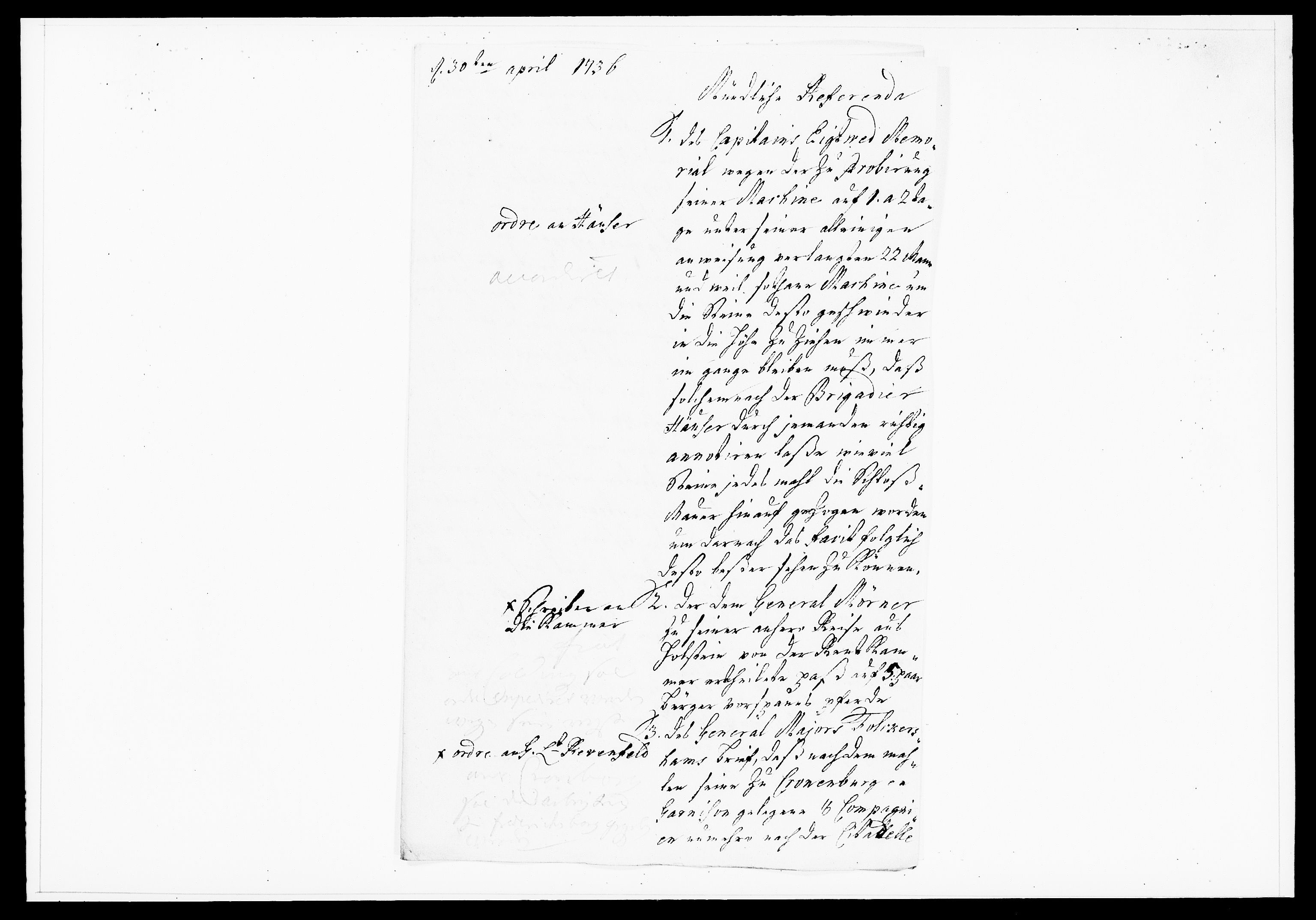Krigskollegiet, Krigskancelliet, DRA/A-0006/-/1130-1137: Refererede sager, 1736, p. 173