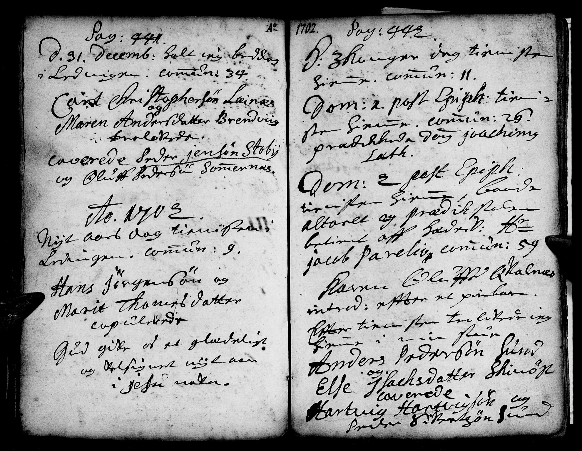 Ministerialprotokoller, klokkerbøker og fødselsregistre - Nordland, SAT/A-1459/855/L0793: Parish register (official) no. 855A01, 1686-1712, p. 441-442