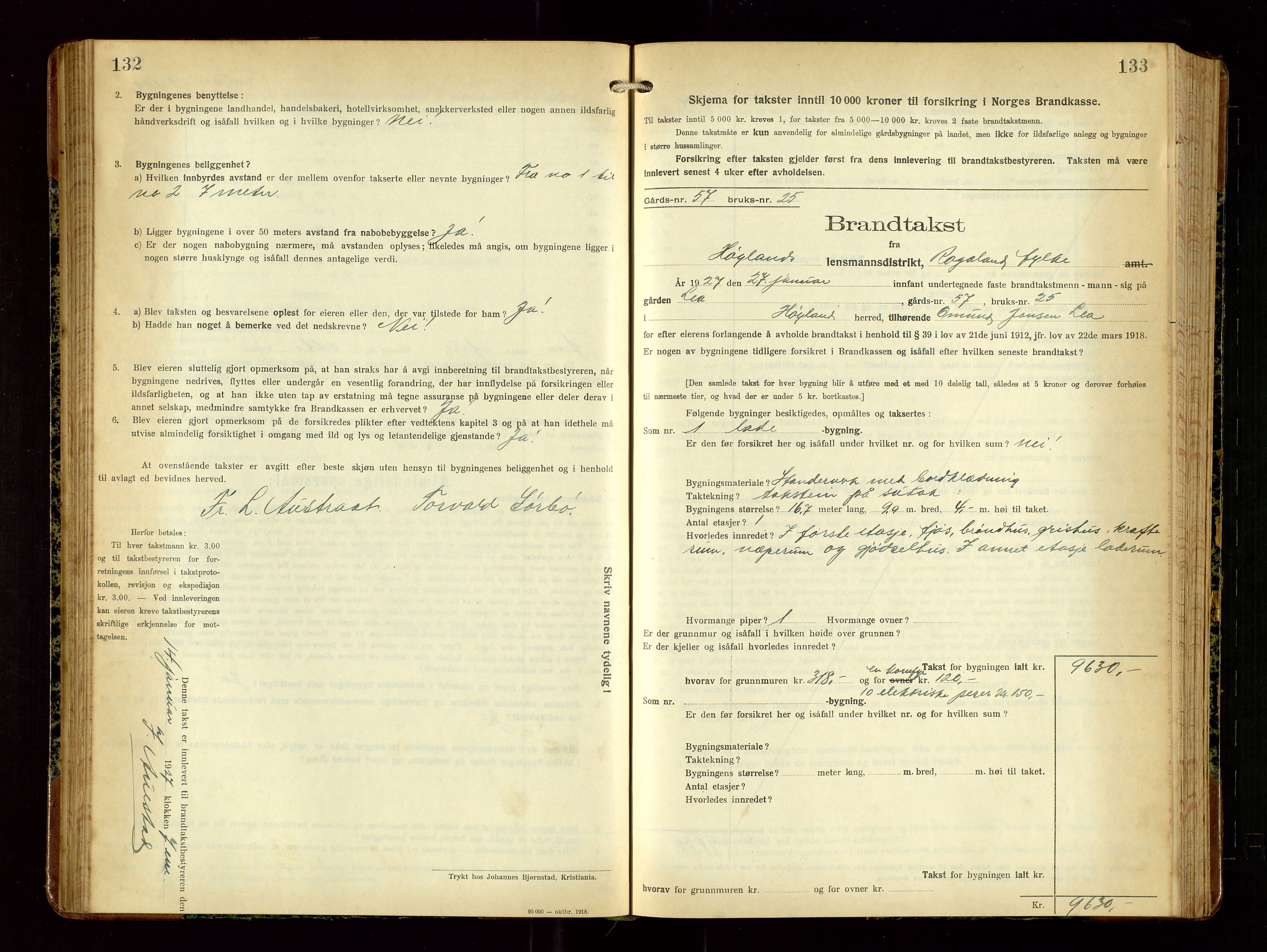 Høyland/Sandnes lensmannskontor, AV/SAST-A-100166/Gob/L0004: "Brandtakstprotokol", 1924-1933, p. 132-133