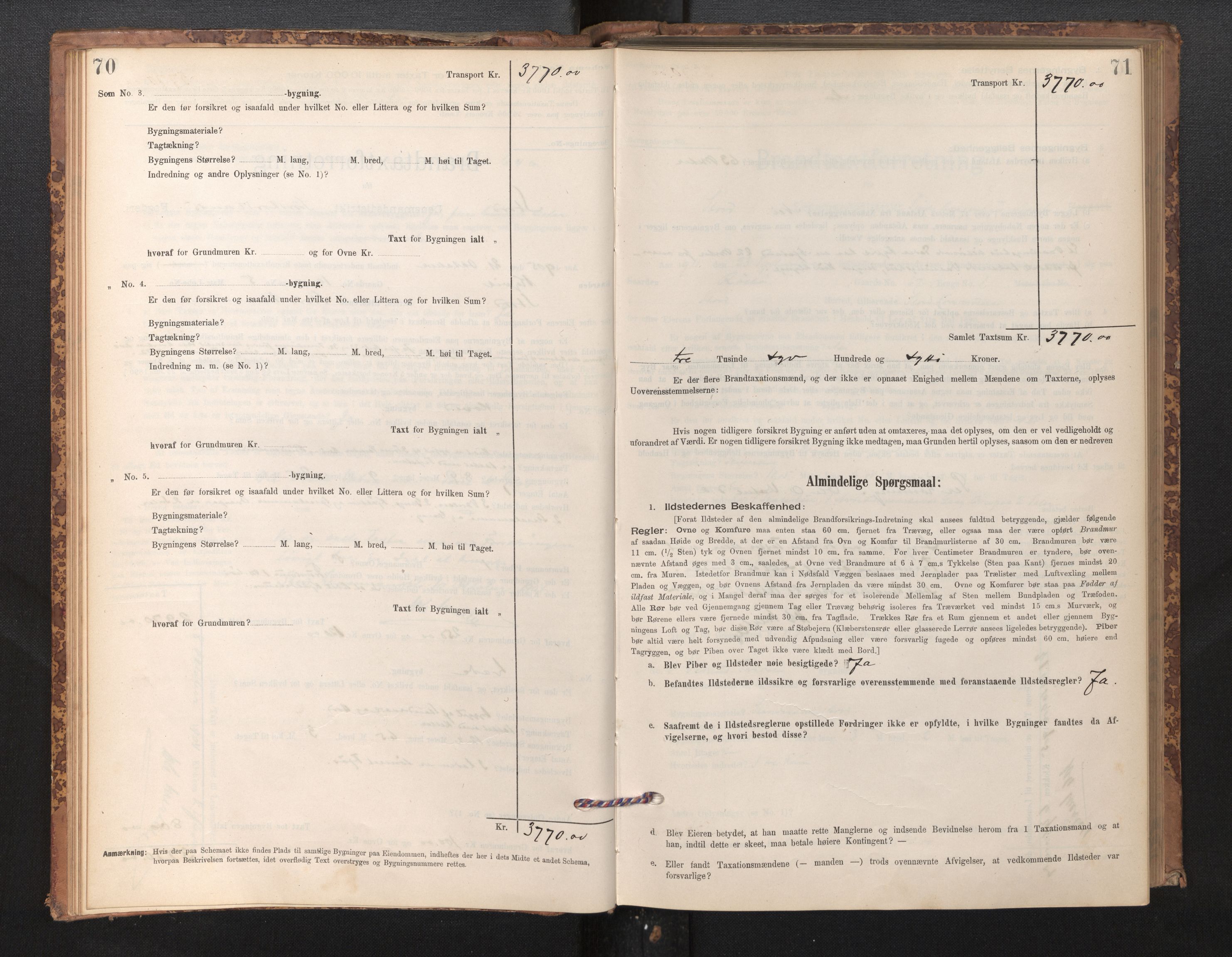 Lensmannen i Stord, SAB/A-35001/0012/L0002: Branntakstprotokoll, skjematakst, 1897-1922, p. 70-71
