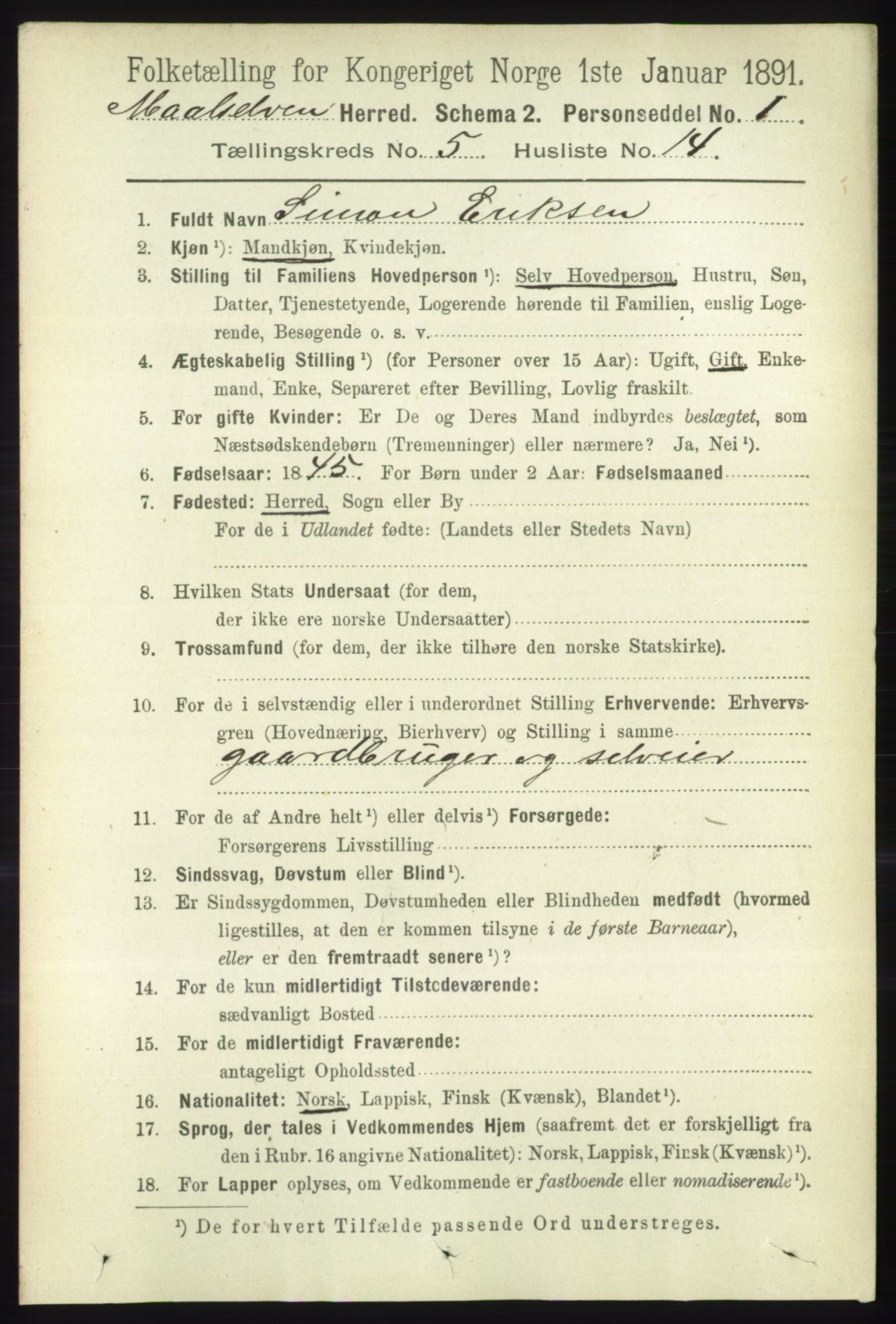 RA, 1891 census for 1924 Målselv, 1891, p. 1721