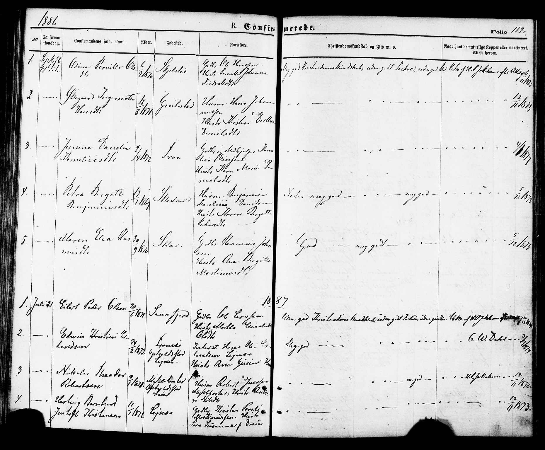 Ministerialprotokoller, klokkerbøker og fødselsregistre - Nordland, AV/SAT-A-1459/857/L0821: Parish register (official) no. 857A01, 1875-1889, p. 112