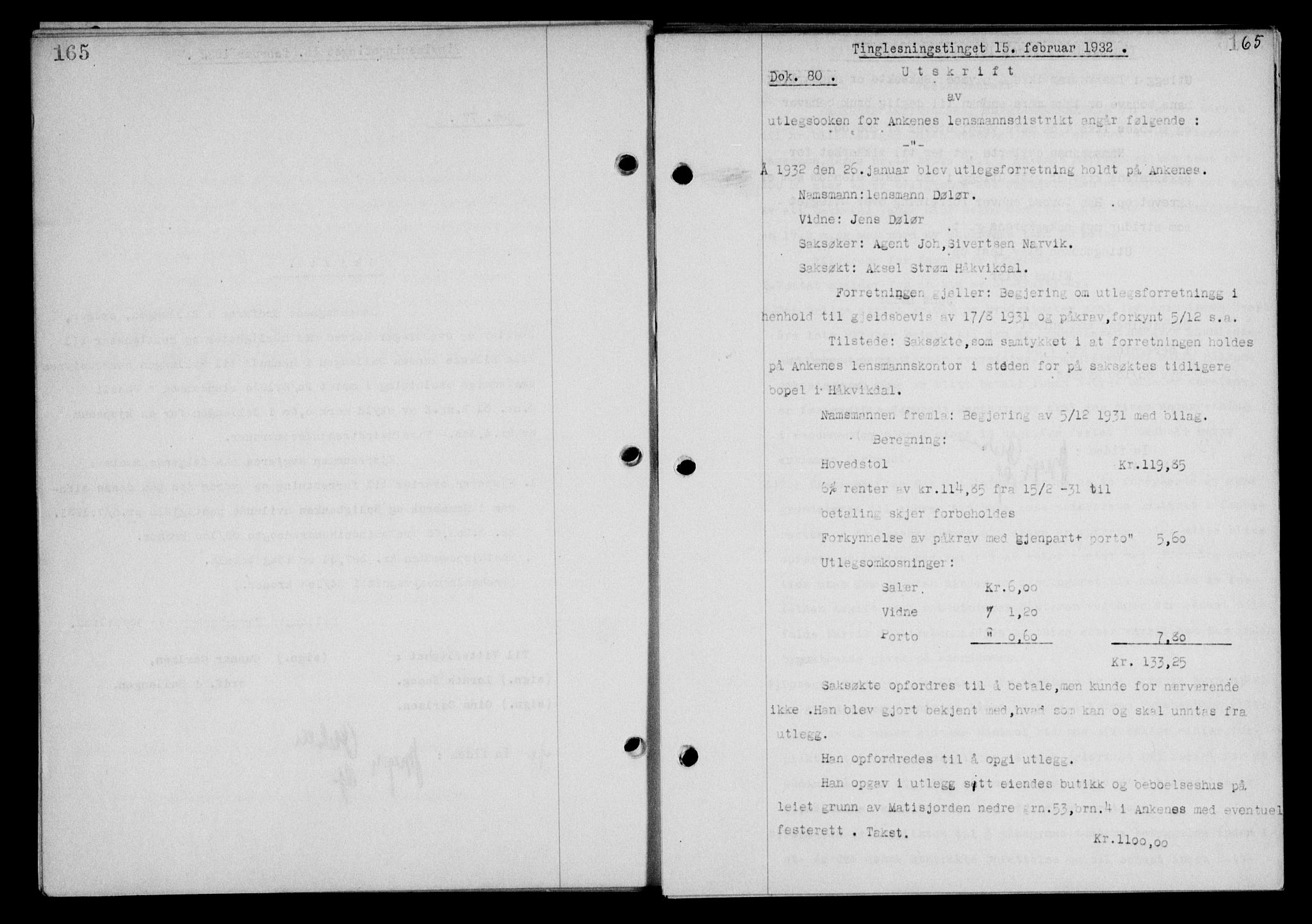 Steigen og Ofoten sorenskriveri, SAT/A-0030/1/2/2C/L0020/0002: Mortgage book no. 23 og 25-I, 1932-1932, Deed date: 15.02.1932