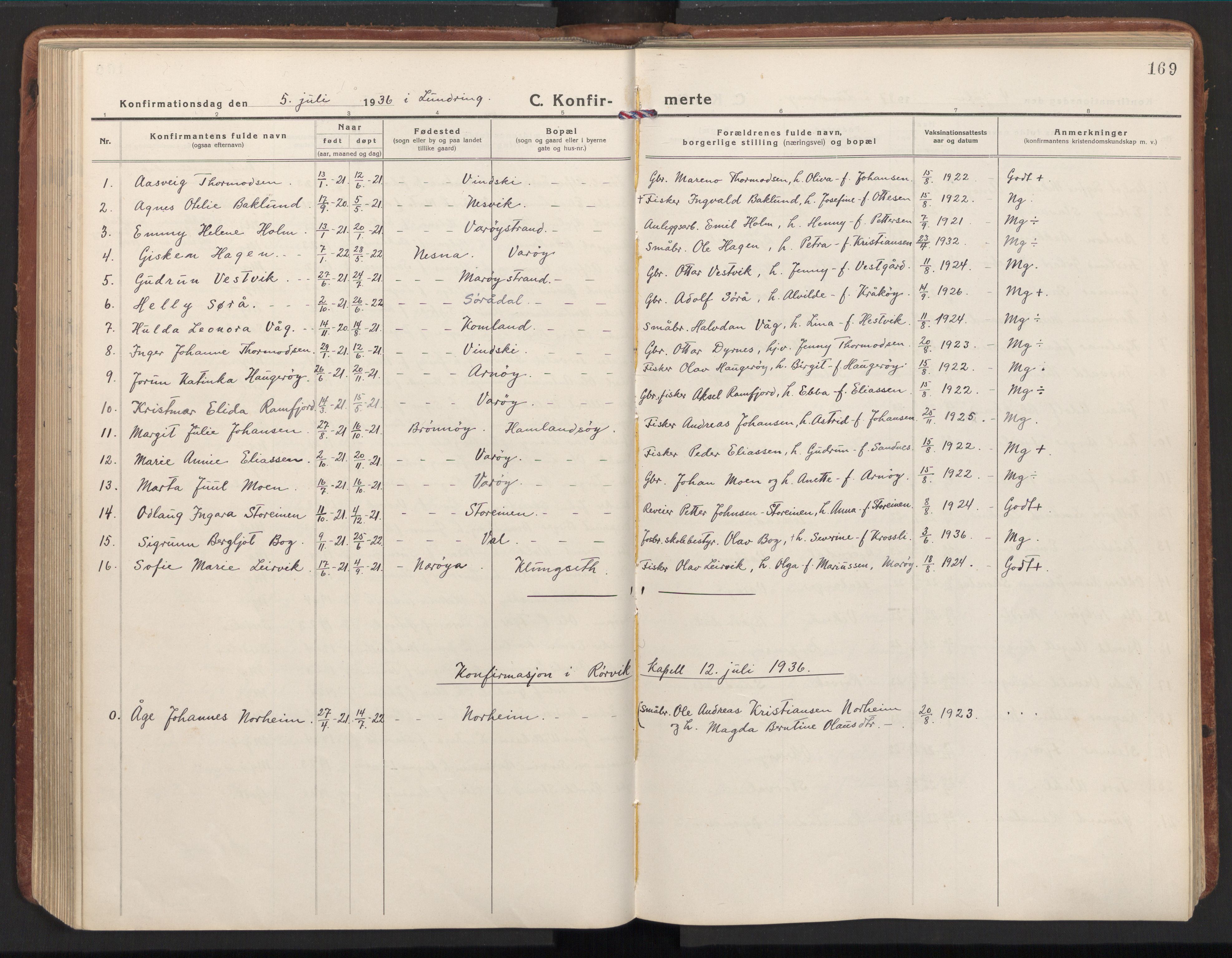 Ministerialprotokoller, klokkerbøker og fødselsregistre - Nord-Trøndelag, AV/SAT-A-1458/784/L0678: Parish register (official) no. 784A13, 1921-1938, p. 169