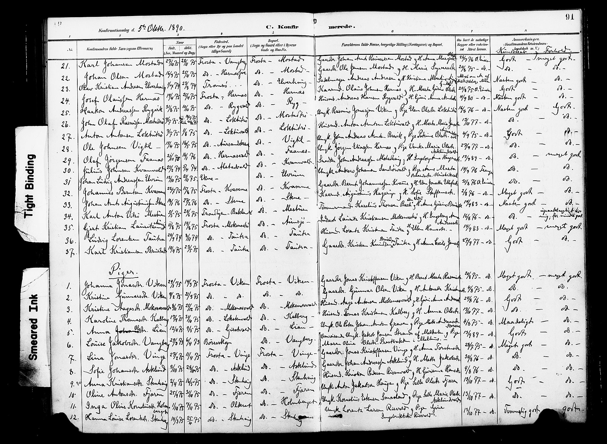 Ministerialprotokoller, klokkerbøker og fødselsregistre - Nord-Trøndelag, SAT/A-1458/713/L0121: Parish register (official) no. 713A10, 1888-1898, p. 91