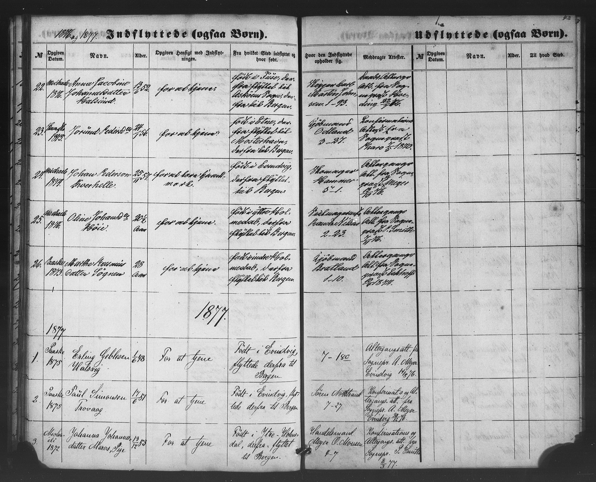 Nykirken Sokneprestembete, SAB/A-77101/H/Haa/L0050: Parish register (official) no. G 2, 1858-1879, p. 42