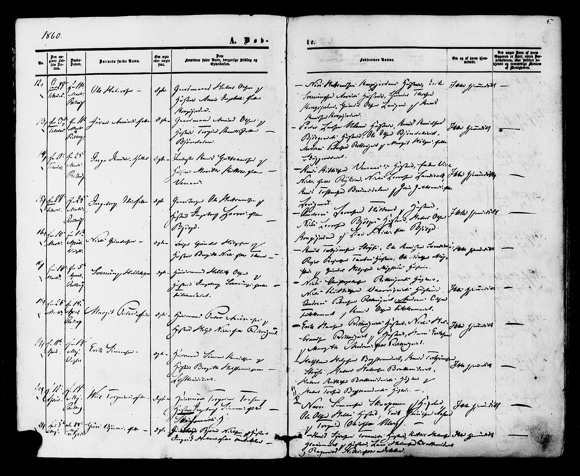 Rollag kirkebøker, SAKO/A-240/F/Fa/L0009: Parish register (official) no. I 9, 1860-1874, p. 5