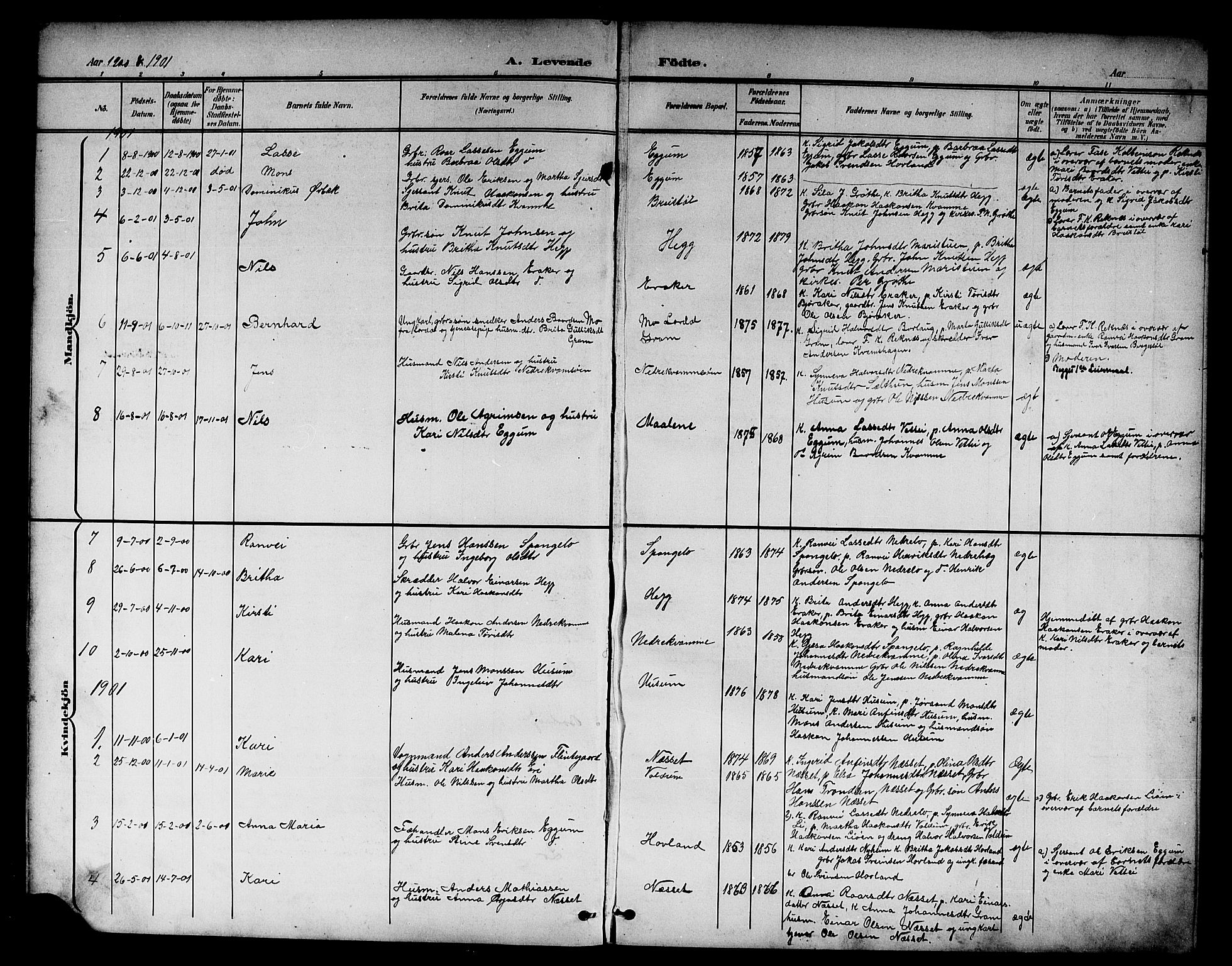 Lærdal sokneprestembete, AV/SAB-A-81201: Parish register (copy) no. B 1, 1897-1928, p. 7