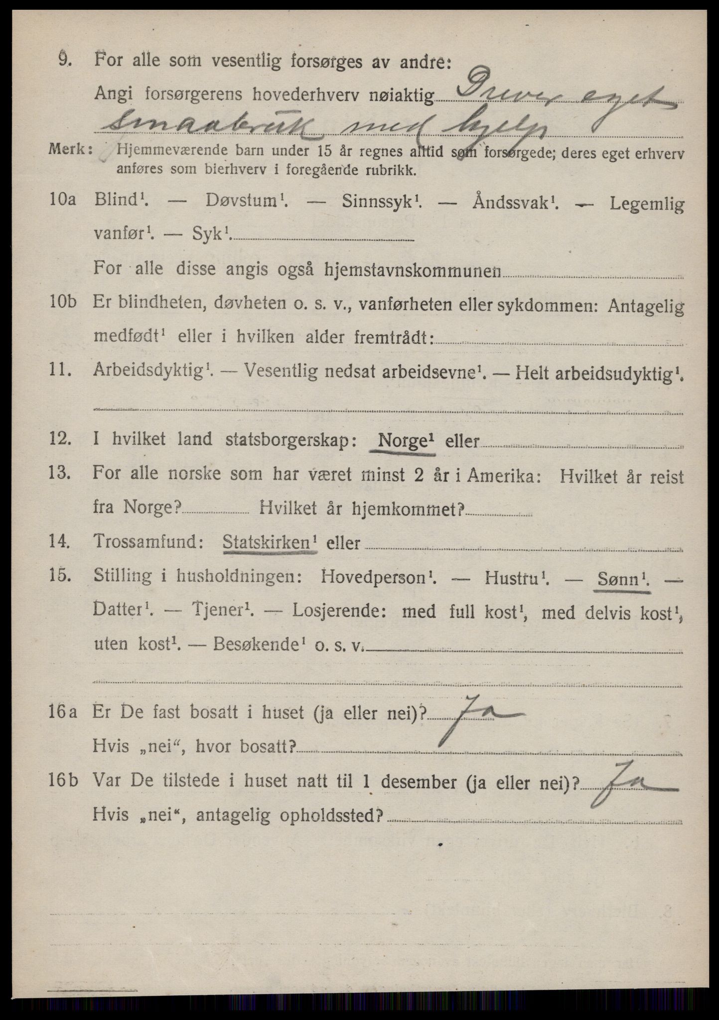 SAT, 1920 census for Vatne, 1920, p. 3111