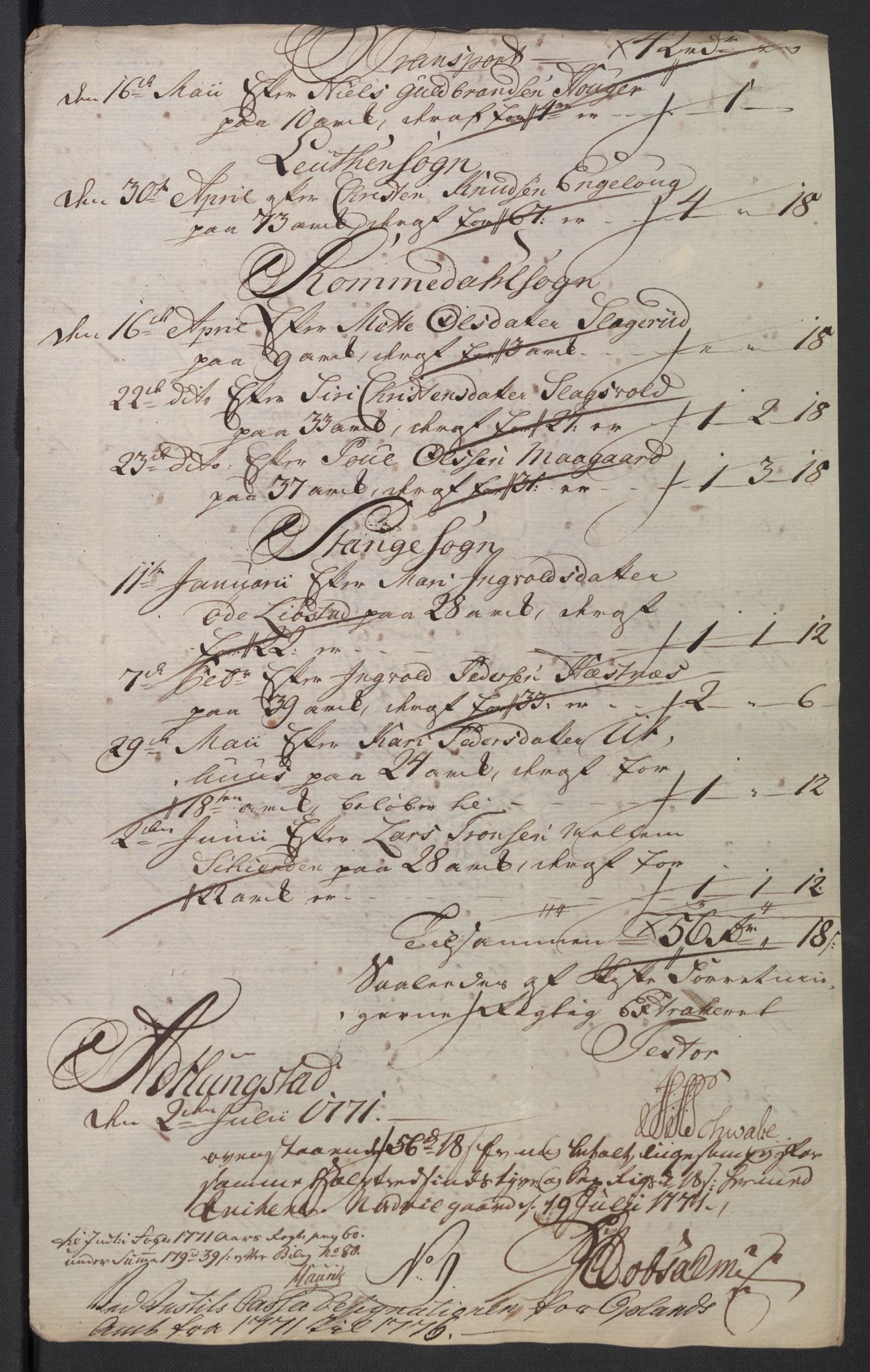 Rentekammeret inntil 1814, Reviderte regnskaper, Mindre regnskaper, AV/RA-EA-4068/Rb/L0014: Opplands amt, 1771-1779, p. 323