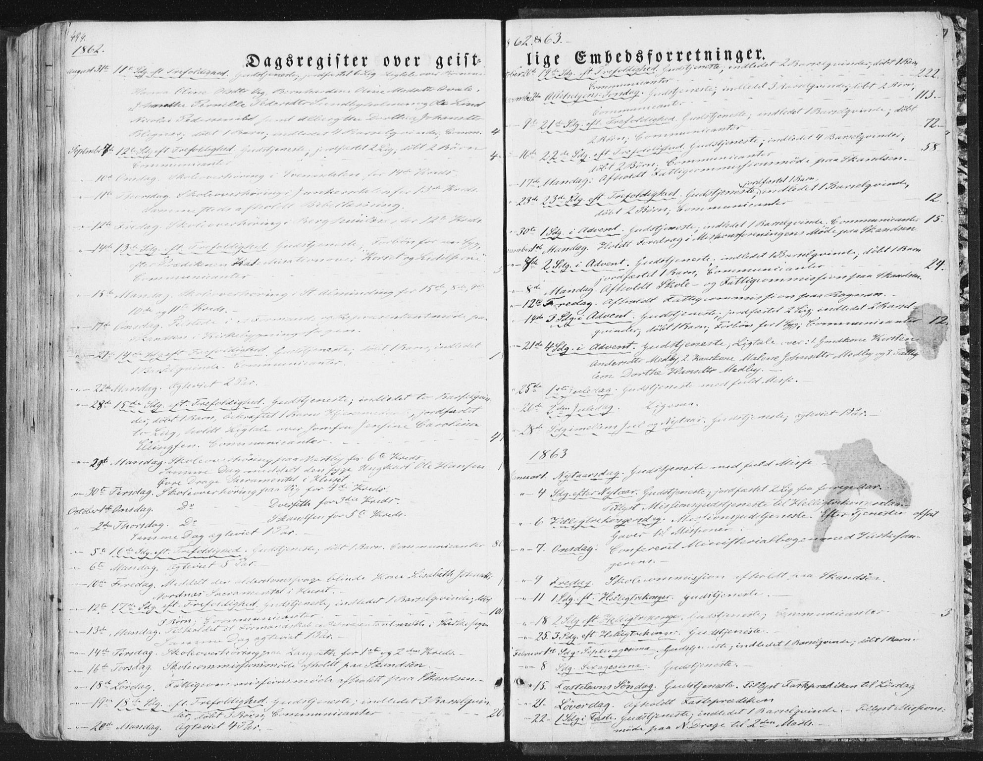 Ministerialprotokoller, klokkerbøker og fødselsregistre - Nordland, SAT/A-1459/847/L0667: Parish register (official) no. 847A07, 1842-1871, p. 494