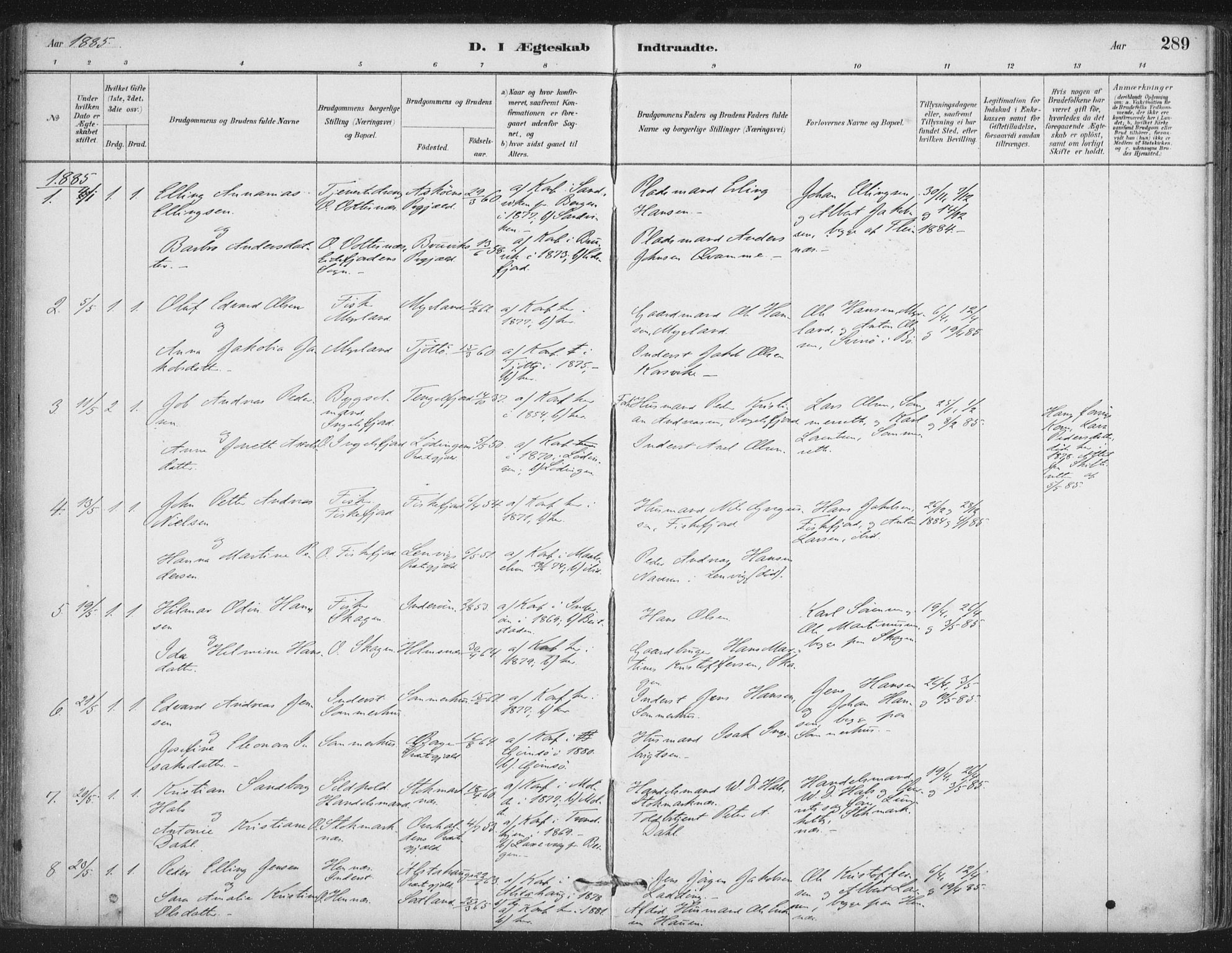 Ministerialprotokoller, klokkerbøker og fødselsregistre - Nordland, SAT/A-1459/888/L1244: Parish register (official) no. 888A10, 1880-1890, p. 289
