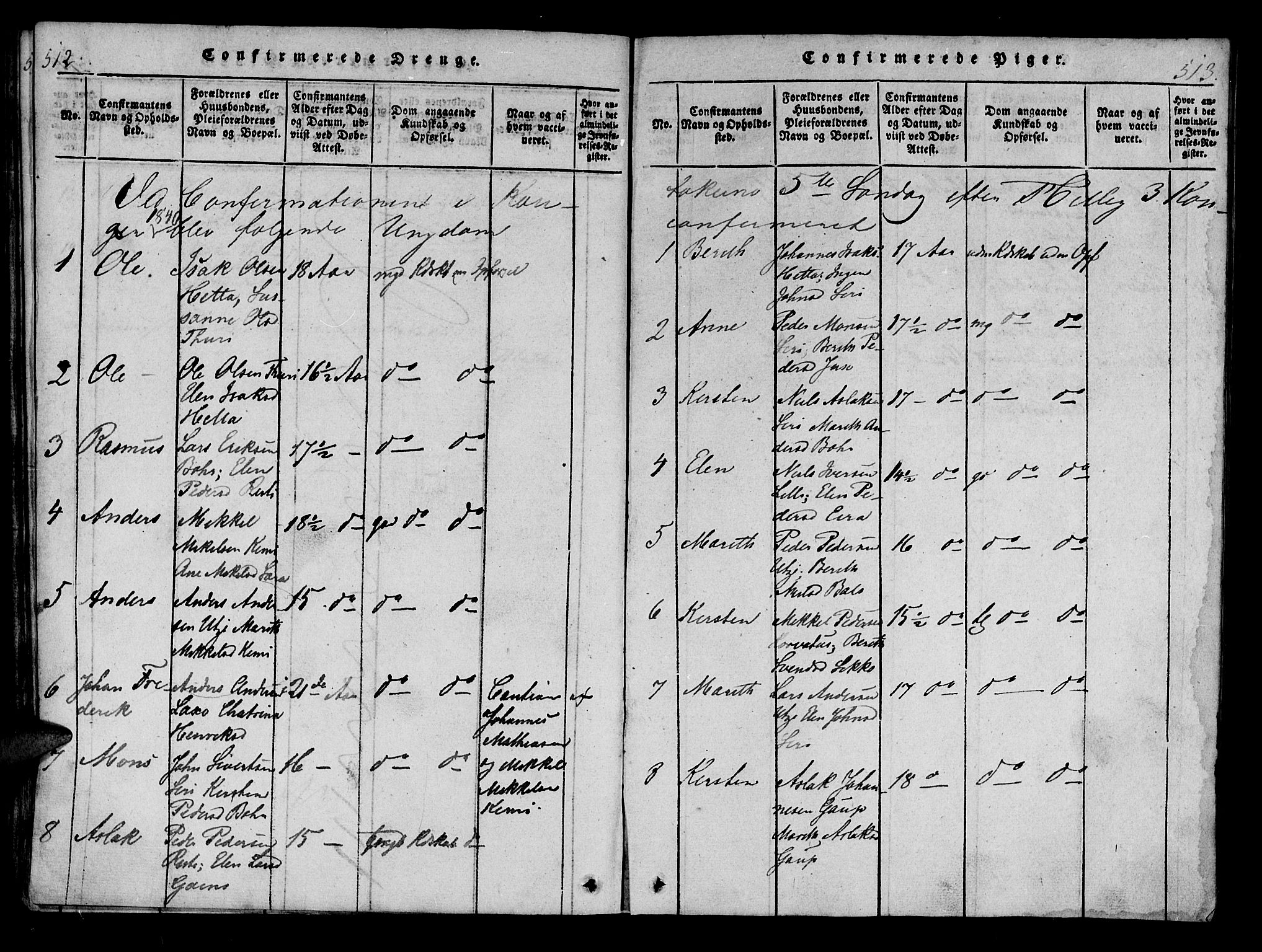 Kistrand/Porsanger sokneprestembete, SATØ/S-1351/H/Ha/L0010.kirke: Parish register (official) no. 10, 1821-1842, p. 512-513