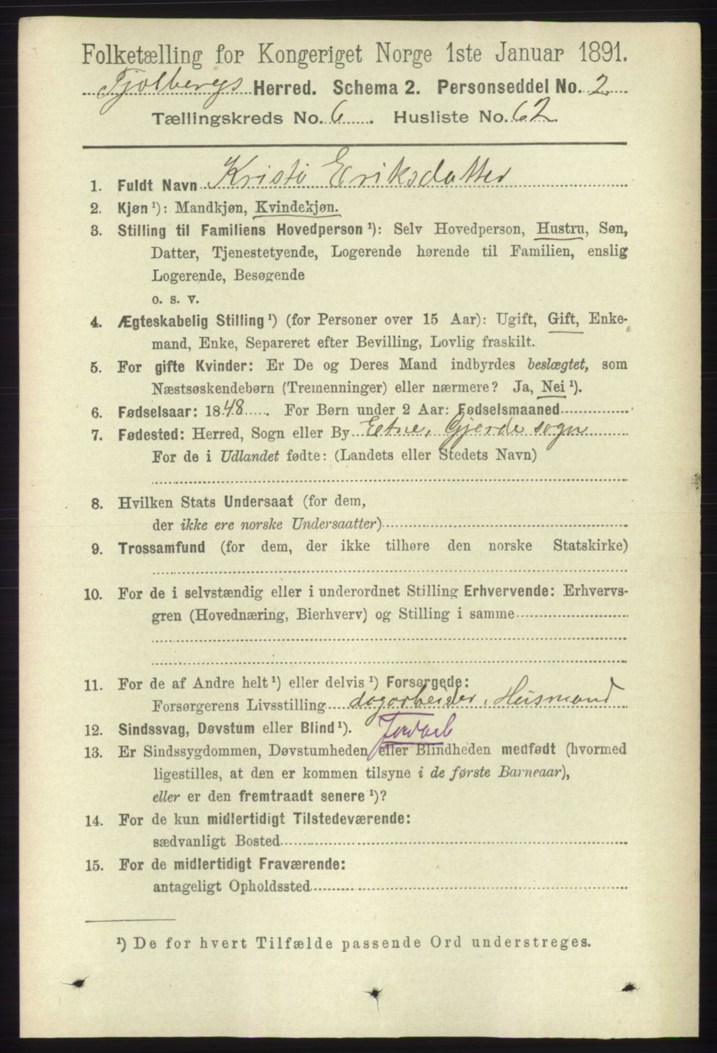 RA, 1891 census for 1213 Fjelberg, 1891, p. 2268