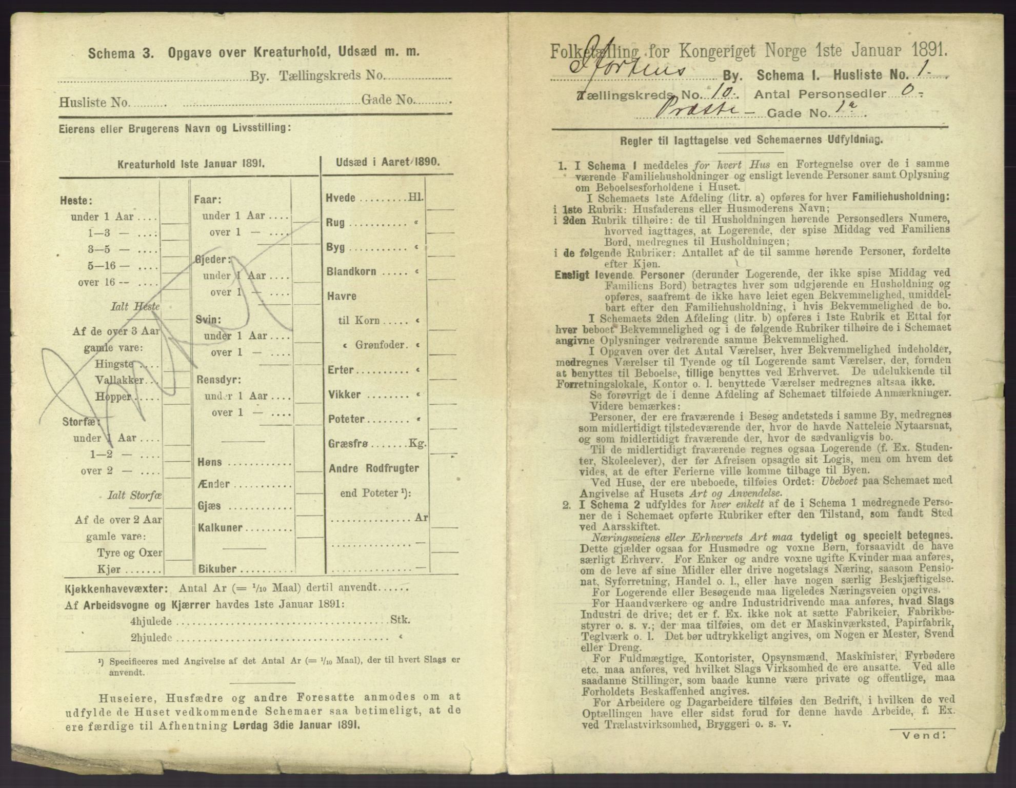 RA, 1891 census for 0703 Horten, 1891, p. 1045