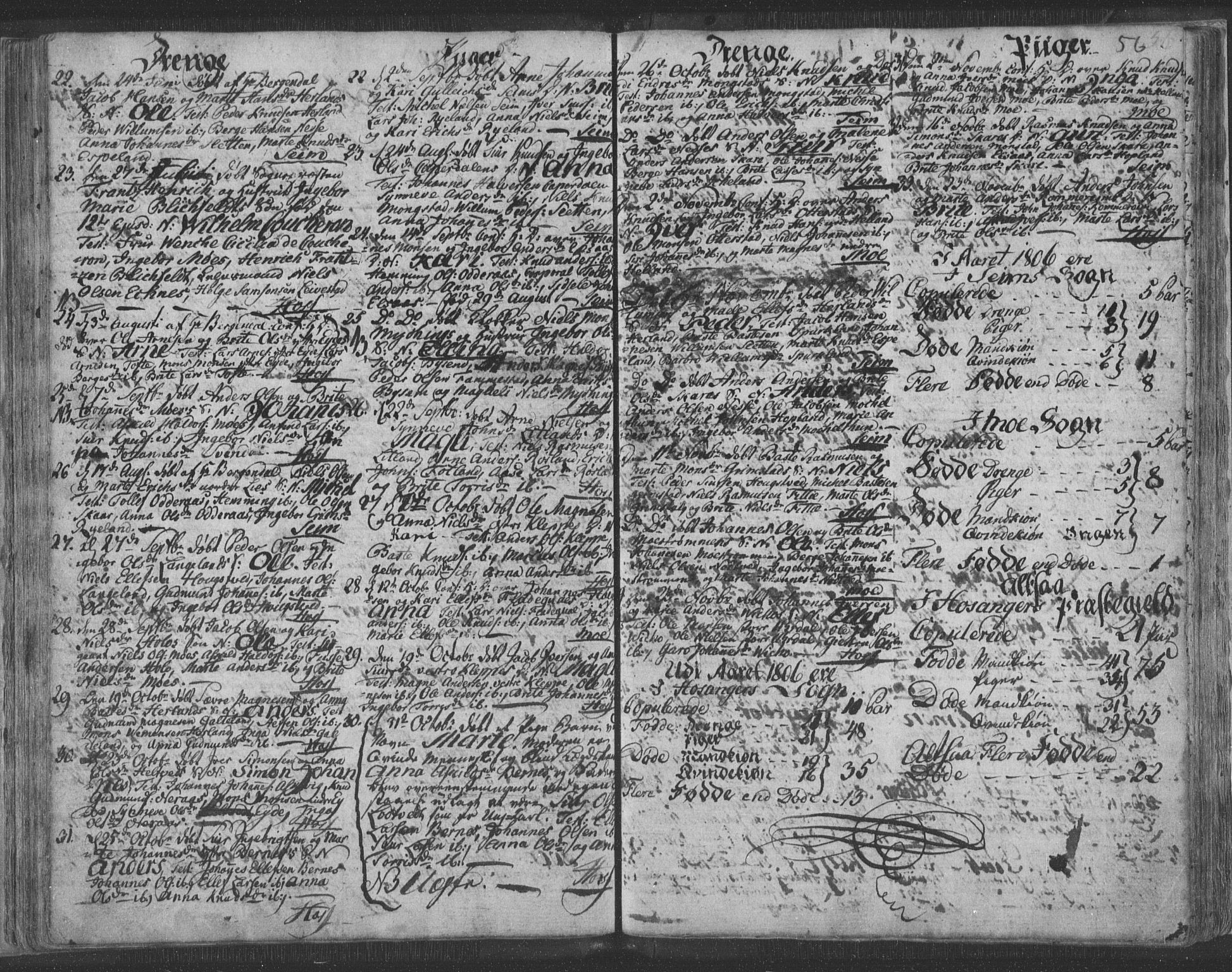 Hosanger sokneprestembete, SAB/A-75801/H/Haa: Parish register (official) no. A 3, 1793-1811, p. 55b-56a