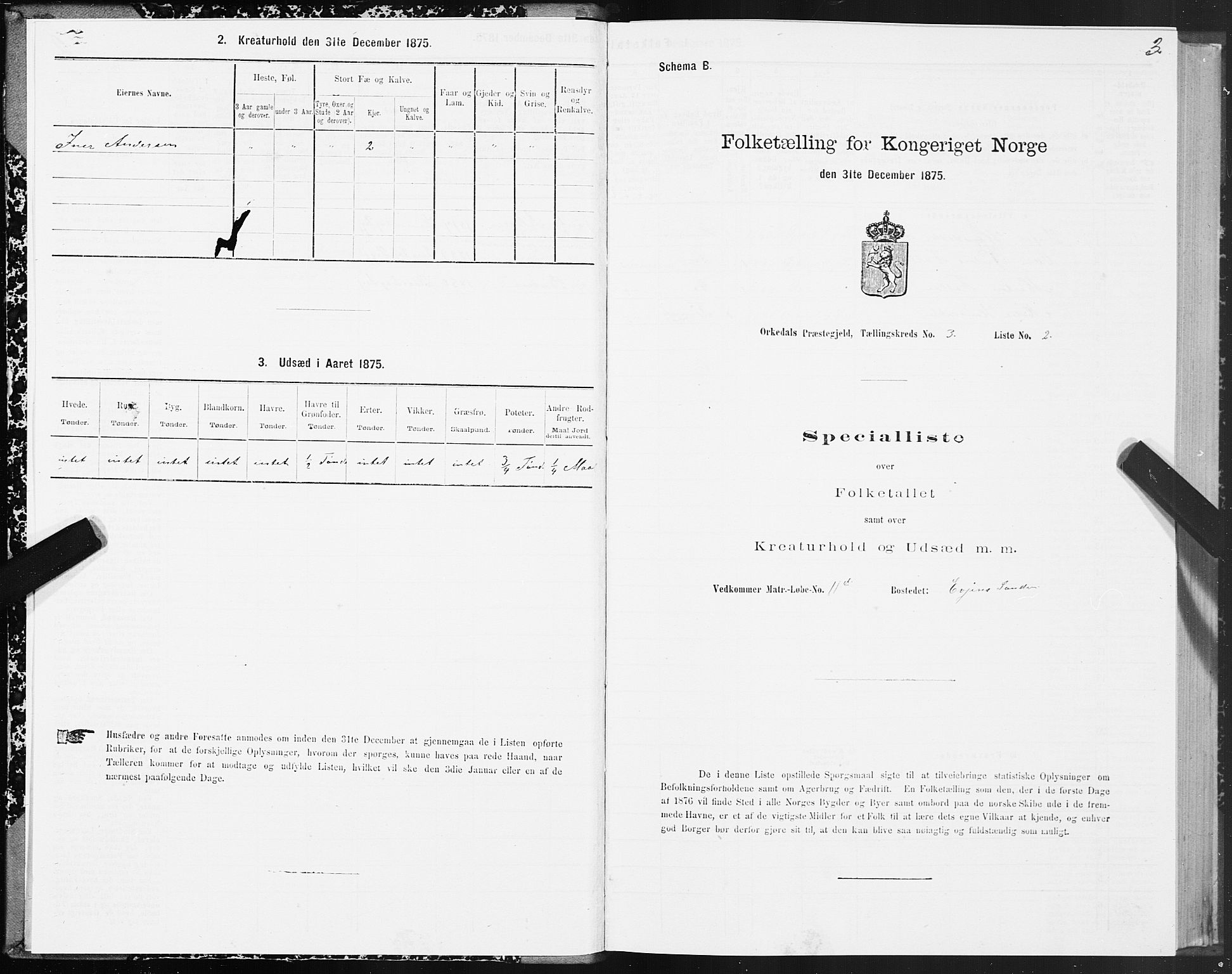 SAT, 1875 census for 1638P Orkdal, 1875, p. 2003