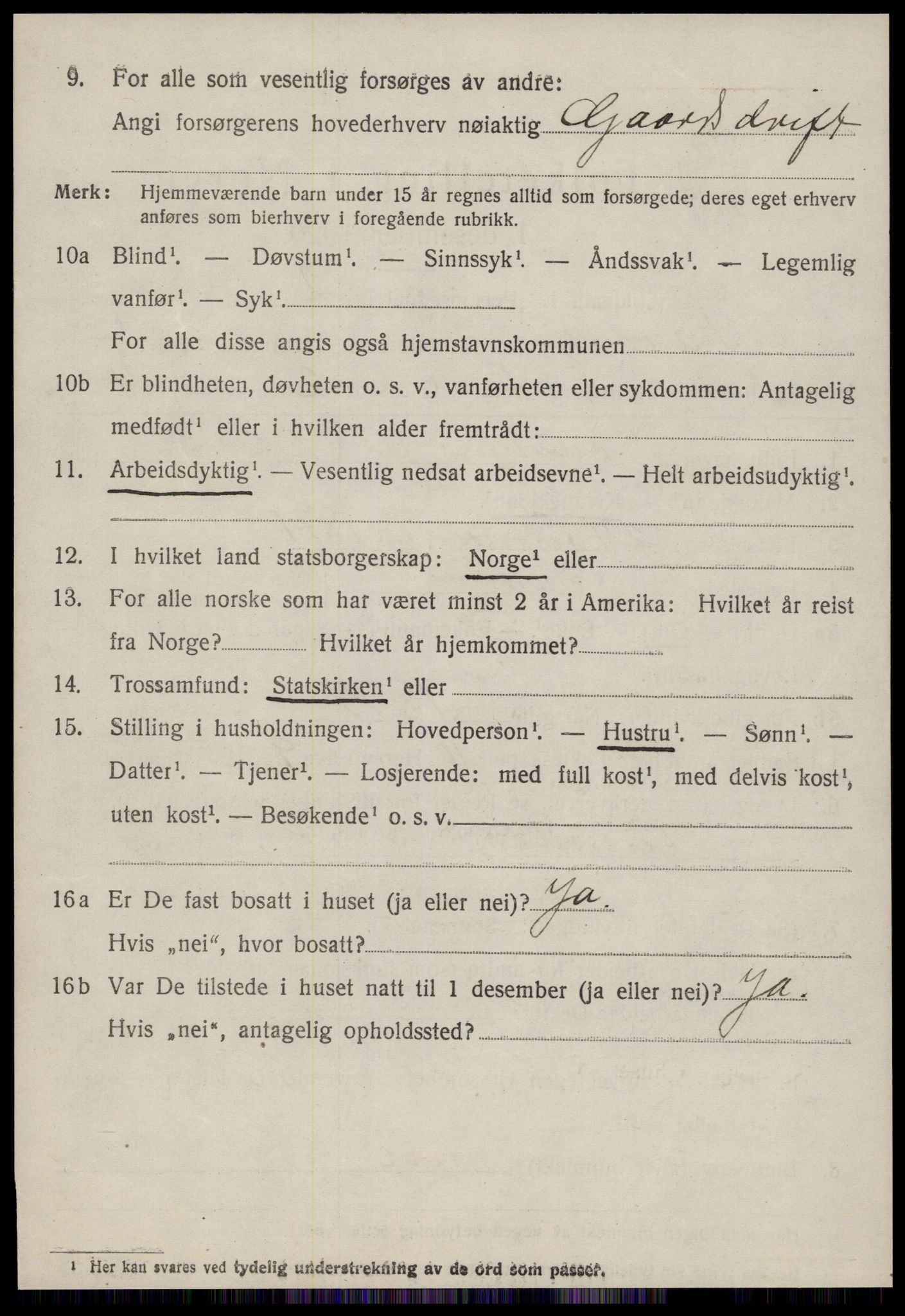 SAT, 1920 census for Sandøy, 1920, p. 2309