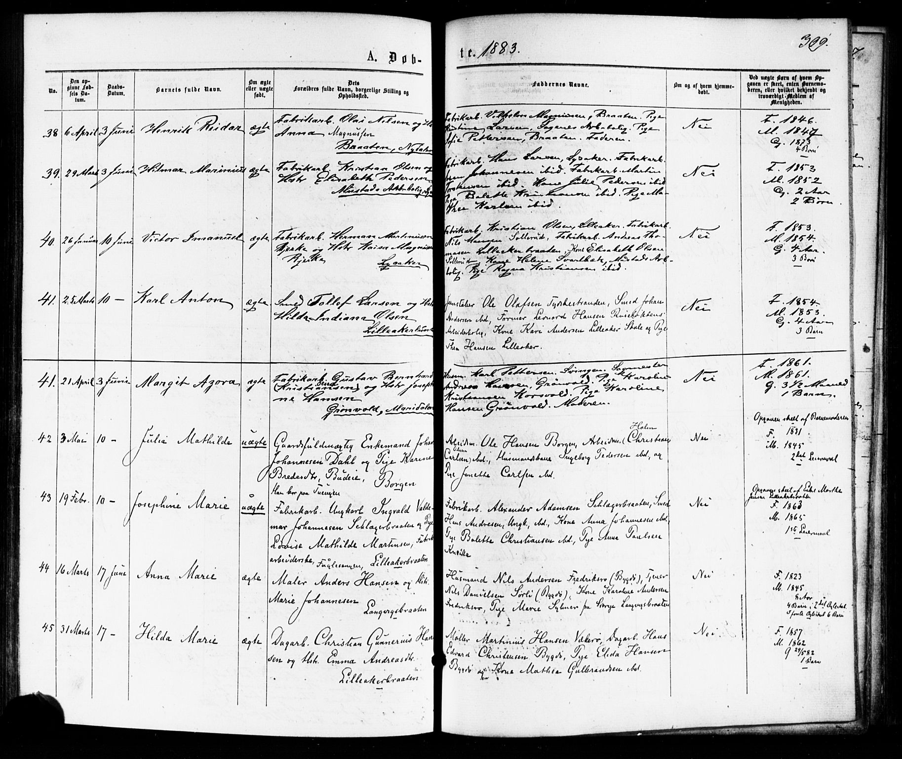 Vestre Aker prestekontor Kirkebøker, SAO/A-10025/F/Fa/L0007: Parish register (official) no. 7, 1875-1886, p. 309