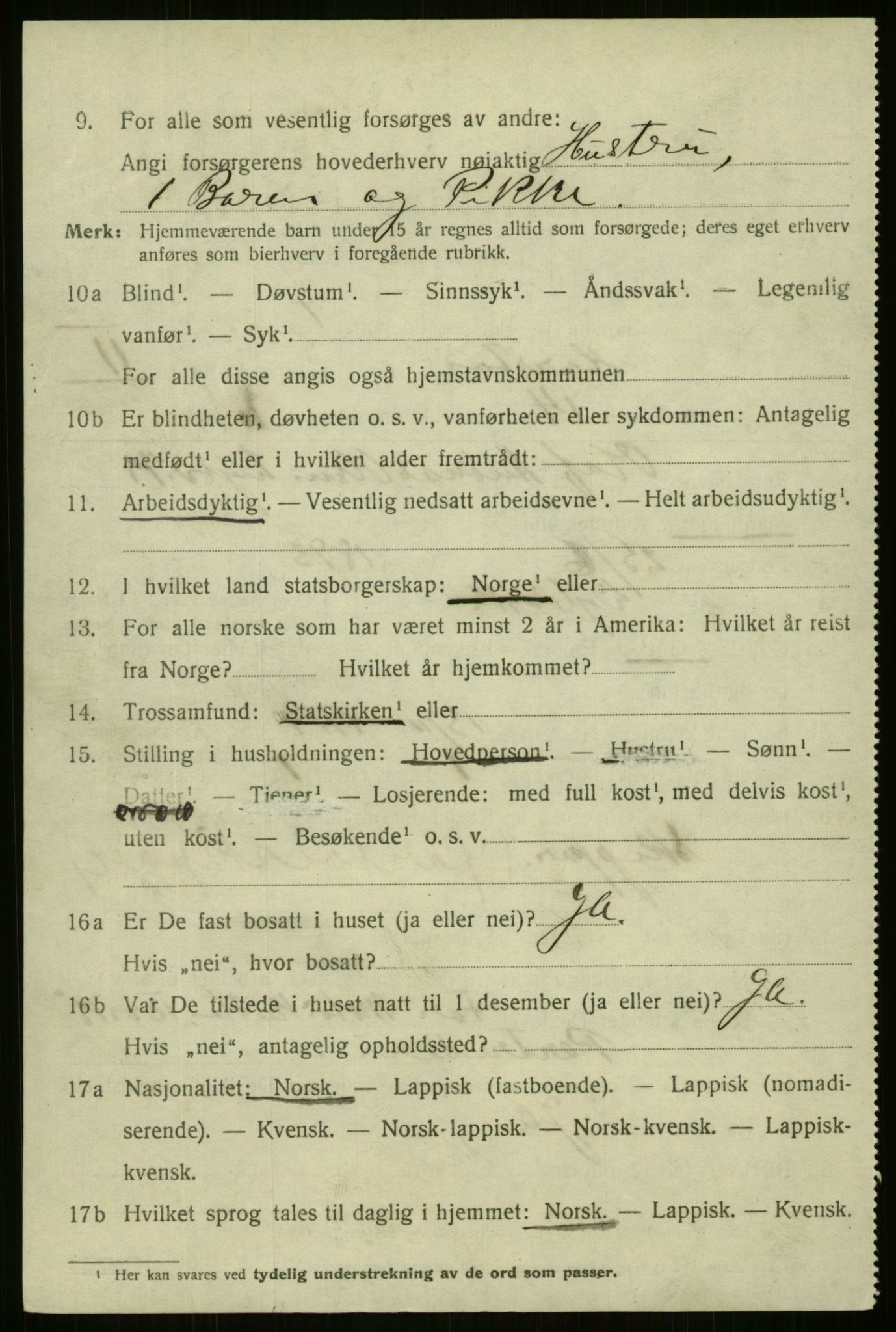 SATØ, 1920 census for Harstad, 1920, p. 3317