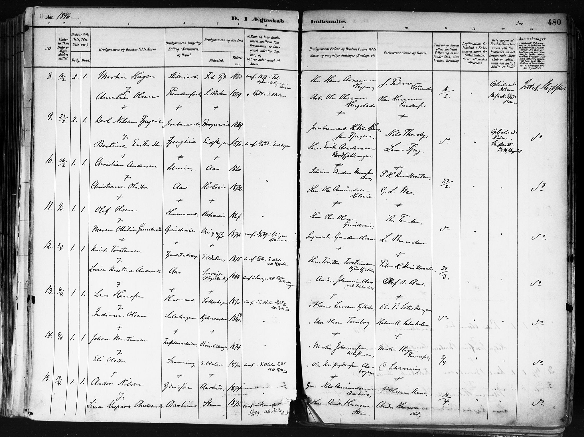 Nes prestekontor Kirkebøker, SAO/A-10410/F/Fa/L0010: Parish register (official) no. I 10, 1883-1898, p. 480