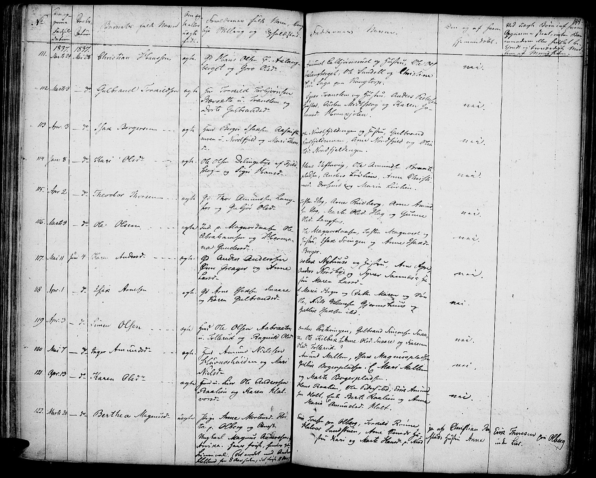 Vinger prestekontor, AV/SAH-PREST-024/H/Ha/Haa/L0007: Parish register (official) no. 7, 1826-1839, p. 144